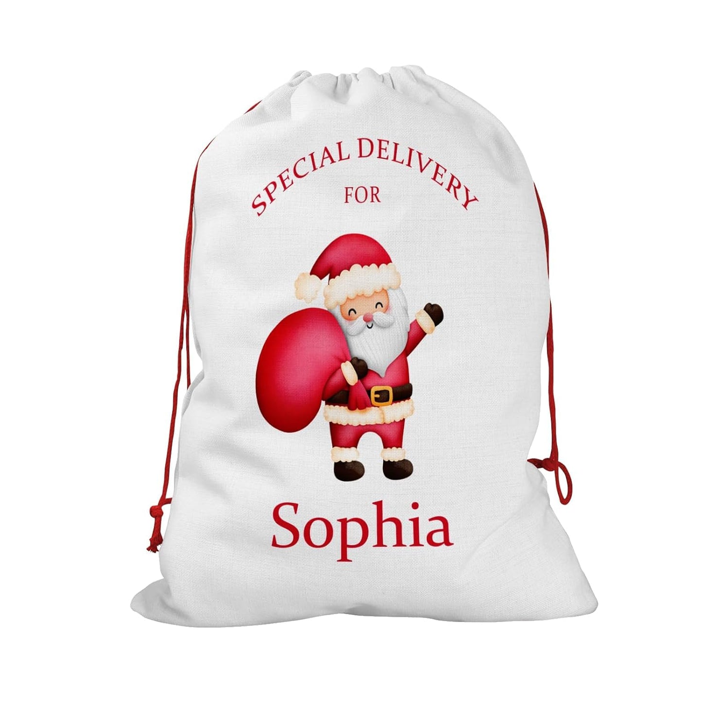 Personalised Santa Sack with Custom Name | Large Christmas Sack for Gifts | Xmas Gift Bag for Under Tree | Christmas Eve Bag | Christmas Stocking Alternative - Red Initial Reindeer (Cotton)