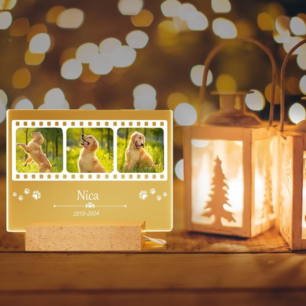 Personalized Dog Memorial Gifts for Loss of Dog - Pet Memorial Plaque Custom Photo Night Lights, Pets Bereavement Gifts Loss of Pet Gift, Style 4