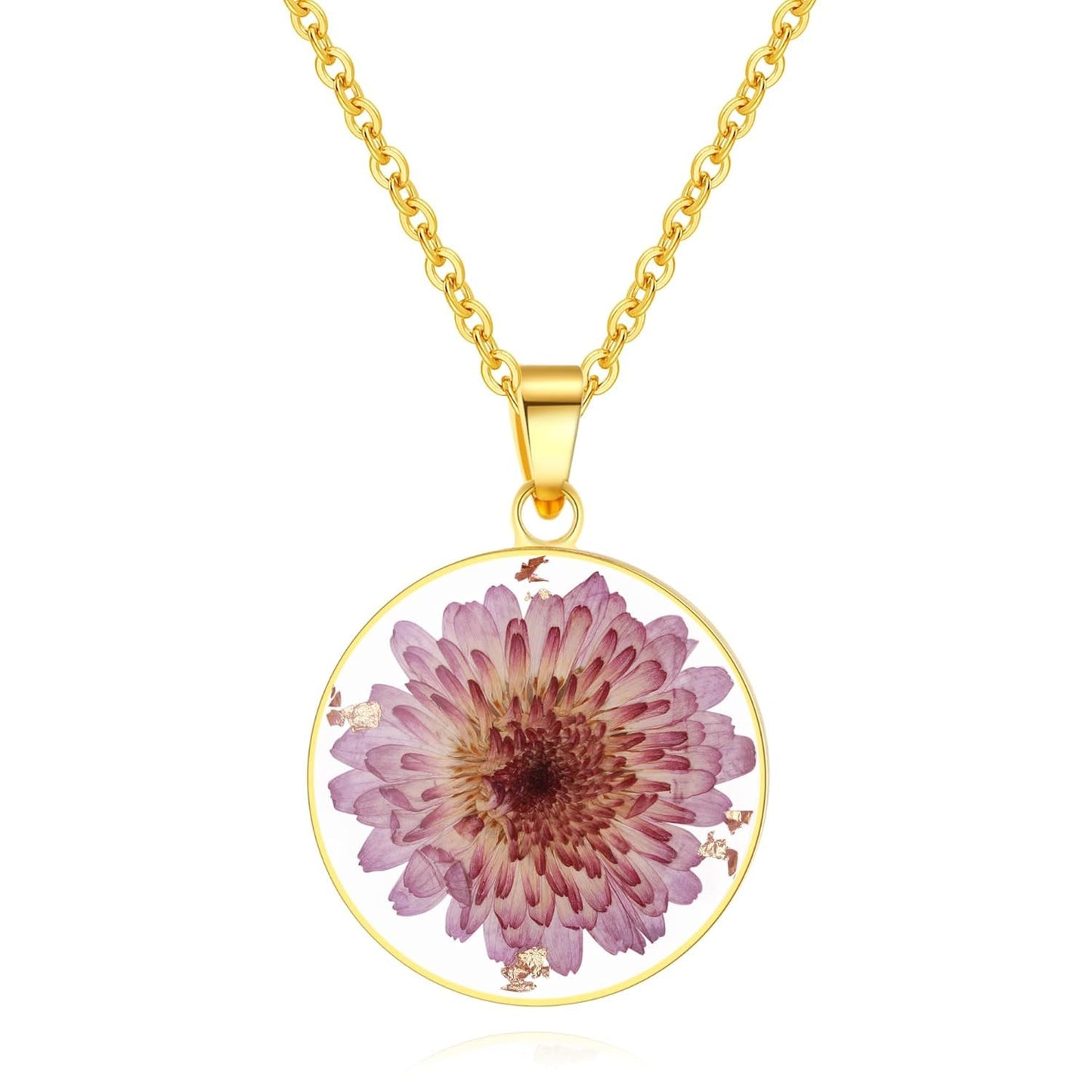 Forget-Me-Not and Queen Anne's Lace Pressed Wildflower Necklace | Gold Pressed Flower Necklace | Personalized Handmade Necklaces | Real Flower Necklace | Bridesmaid Jewelry | 18”