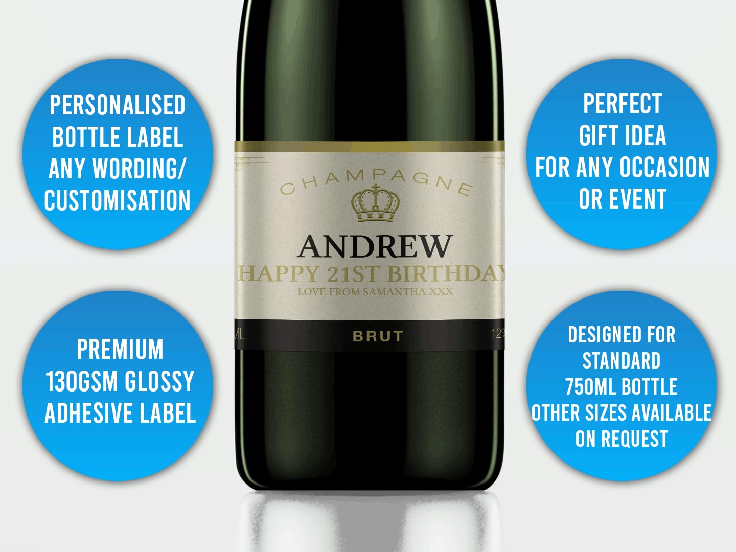 Personalised Champagne Bottle Label - Any Wording