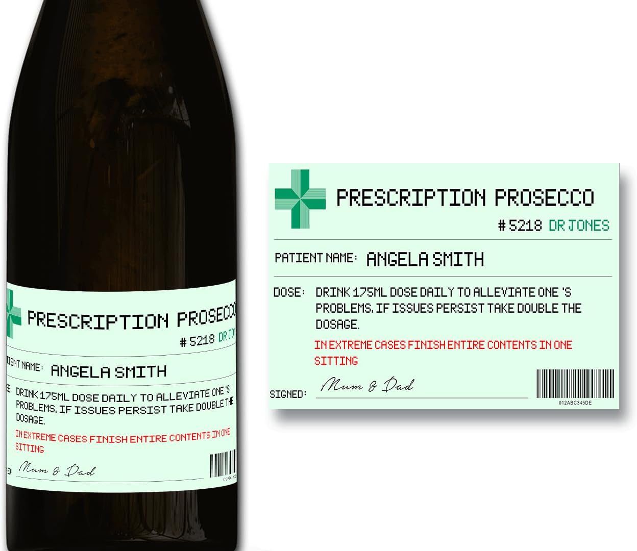 Personalised Prescription Bottle Label Custom - Any Wording