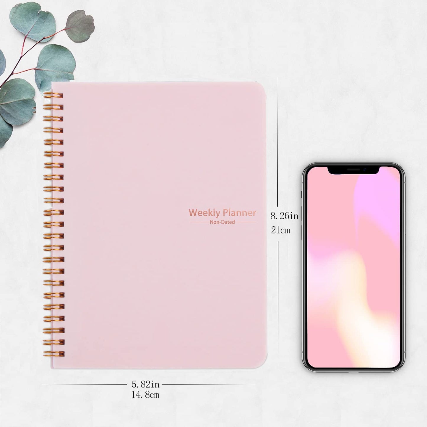 Moseem Weekly Planner Notebook, Undated A5 Planner Notebook Daily Planner To Do List Diary,Weekly Goals Planner with Habit Tracker 52 Weeks Planning for College Work Adhd Planner(Pink)