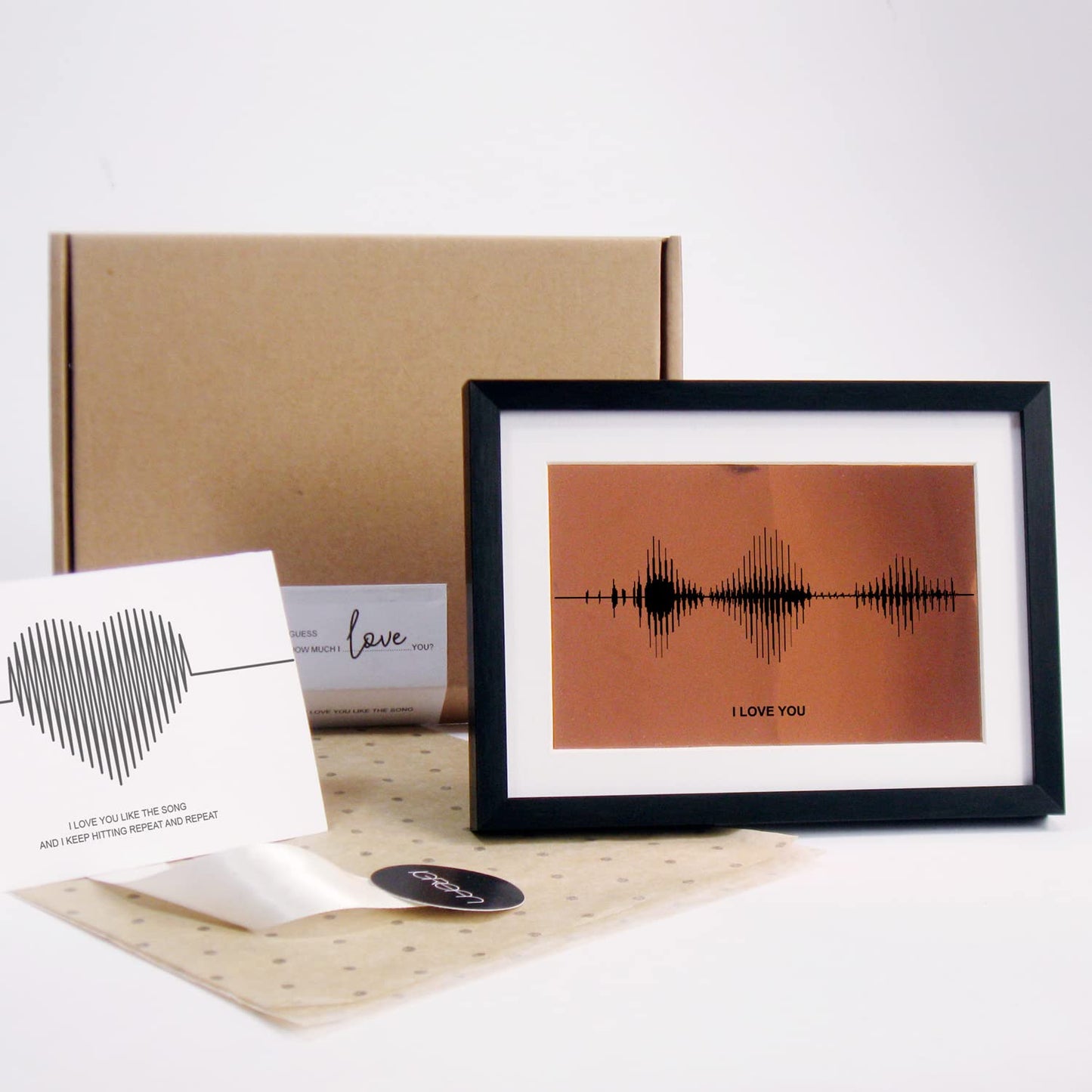 I Love You Soundwave Art, Visible Voice Print for Copper Wedding Anniversary Gift, Valentines Day Gift for her or him, Husband Present from Wife, Christmas Gift