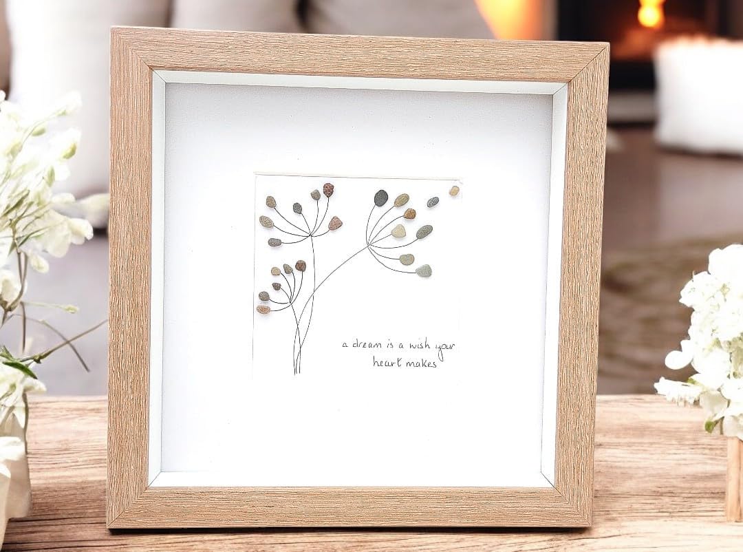 Mum Gift Idea Dandelion Wishes Pebble Art Picture Mum, Birthday Family Gift Dreams Home Decor Art