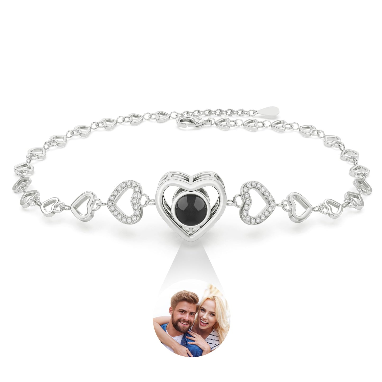 Photo Bracelet Personalised Projection Bracelets with Picture inside Birthday Anniversary Memorial Gifts for Girlfriend Women Her Best Friend