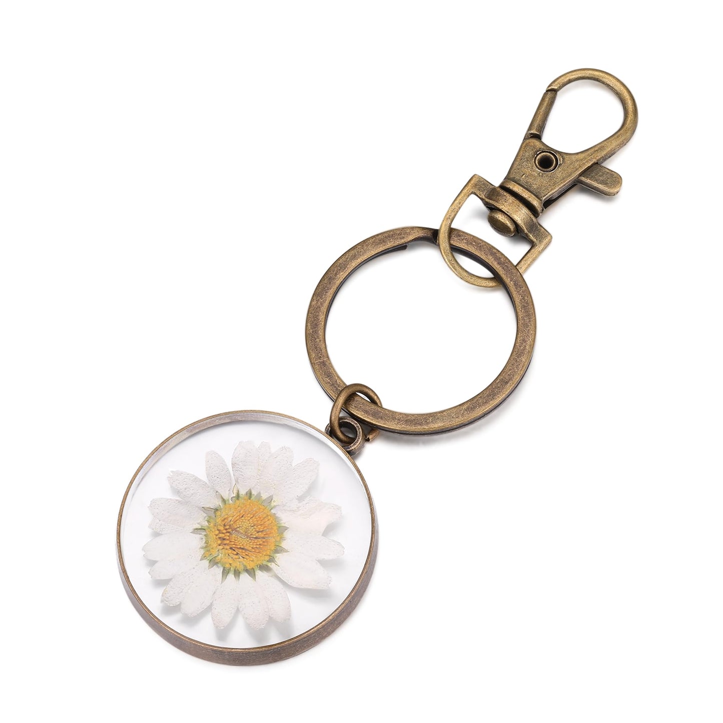 Forget-Me-Not and Queen Anne's Lace Wildflower Keychain | Real Flower Keychain | Personalized Handmade Keychain | Dried Pressed Flower Keychain Charms | Gifts for Her