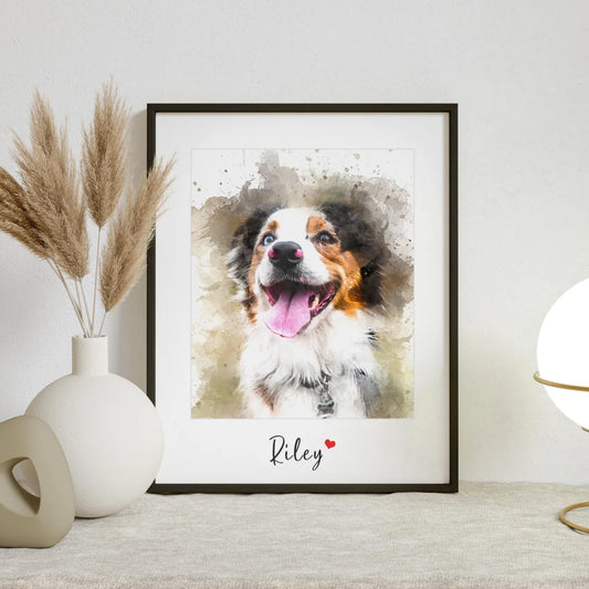 Furrlio Pet Portrait From Your Photos - Dog Memorial Gifts for Loss of Dog, Personalized Gift for Her Birthday, Pet Memorial Gift for Dog, Gift for Women/Men, Cat & Dog Portrait, Vibrant Watercolor