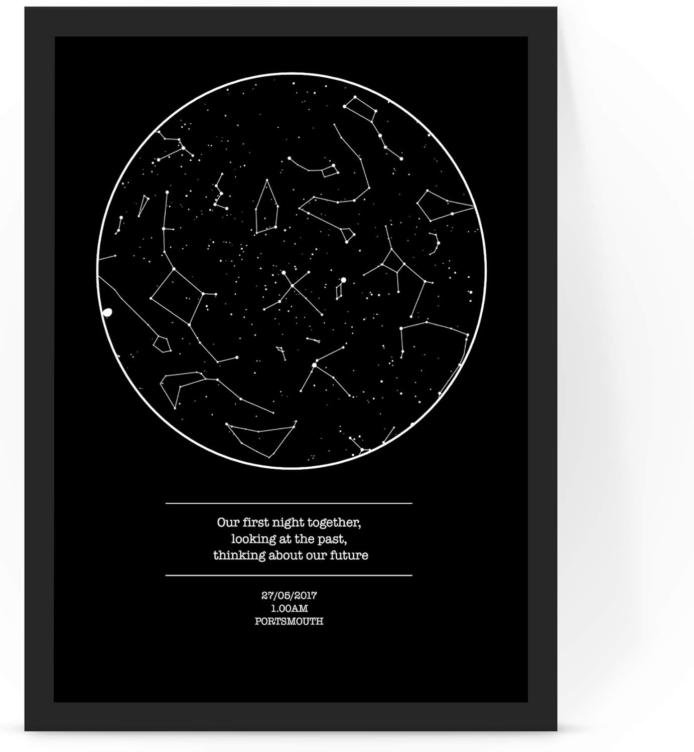 forefrontdesigns Personalised Our first night together Star map chart astronomical poster print framed/unframed (A4 print)