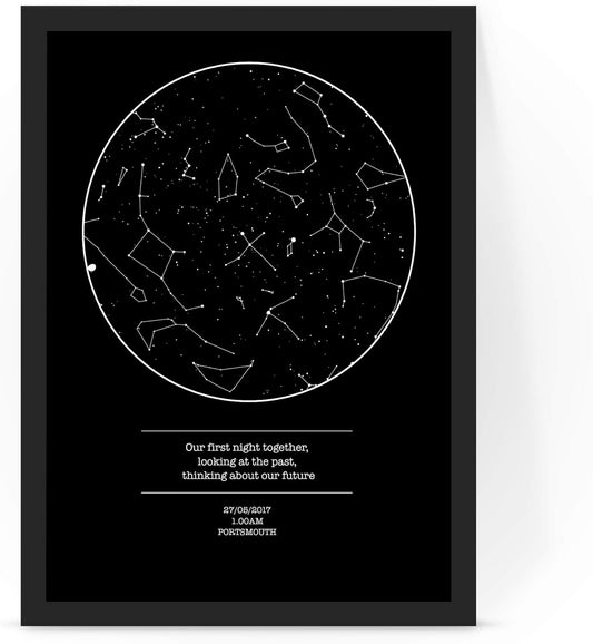 forefrontdesigns Personalised Our first night together Star map chart astronomical poster print framed/unframed (A4 print)