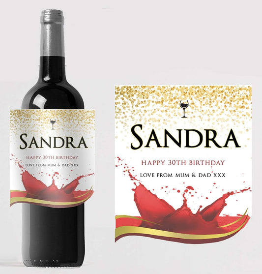 Personalised Red Wine Bottle Label Custom - Any Wording