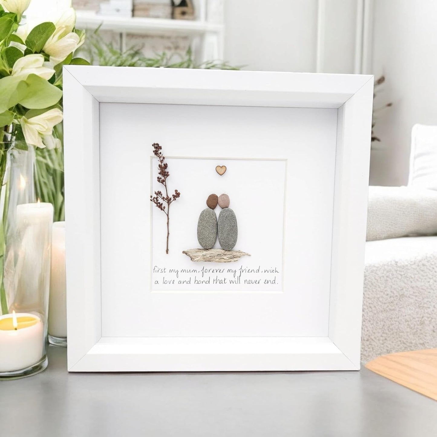 Mum Mothers Day Birthday Gift Family Personalised Gift Framed Pebble Art Mother Mummy Picture