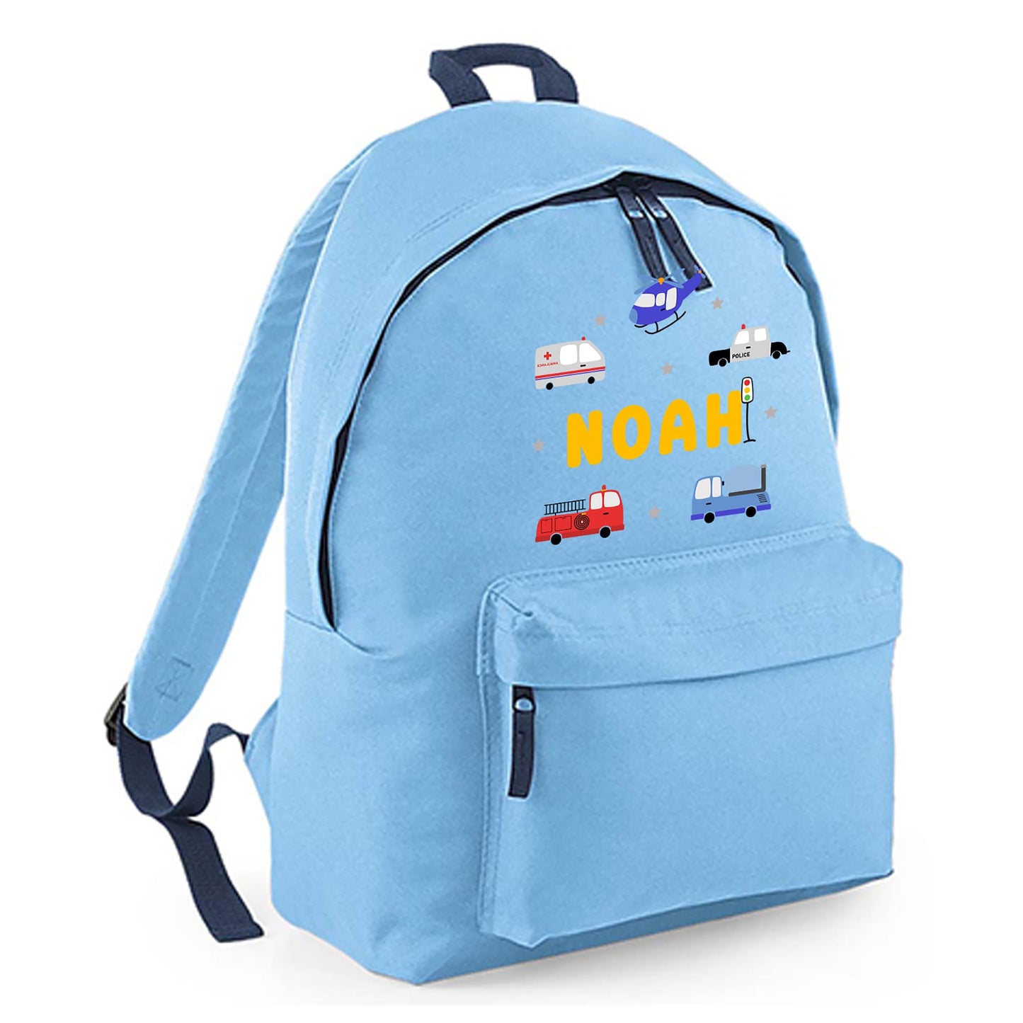 Personalised Kids Backpack - Custom Rucksack with Name - Multiple Designs & Colours - Ideal for Boys, Girls, Nursery and Primary School Children Back to School (Small, Dinosaur Initial, Navy)