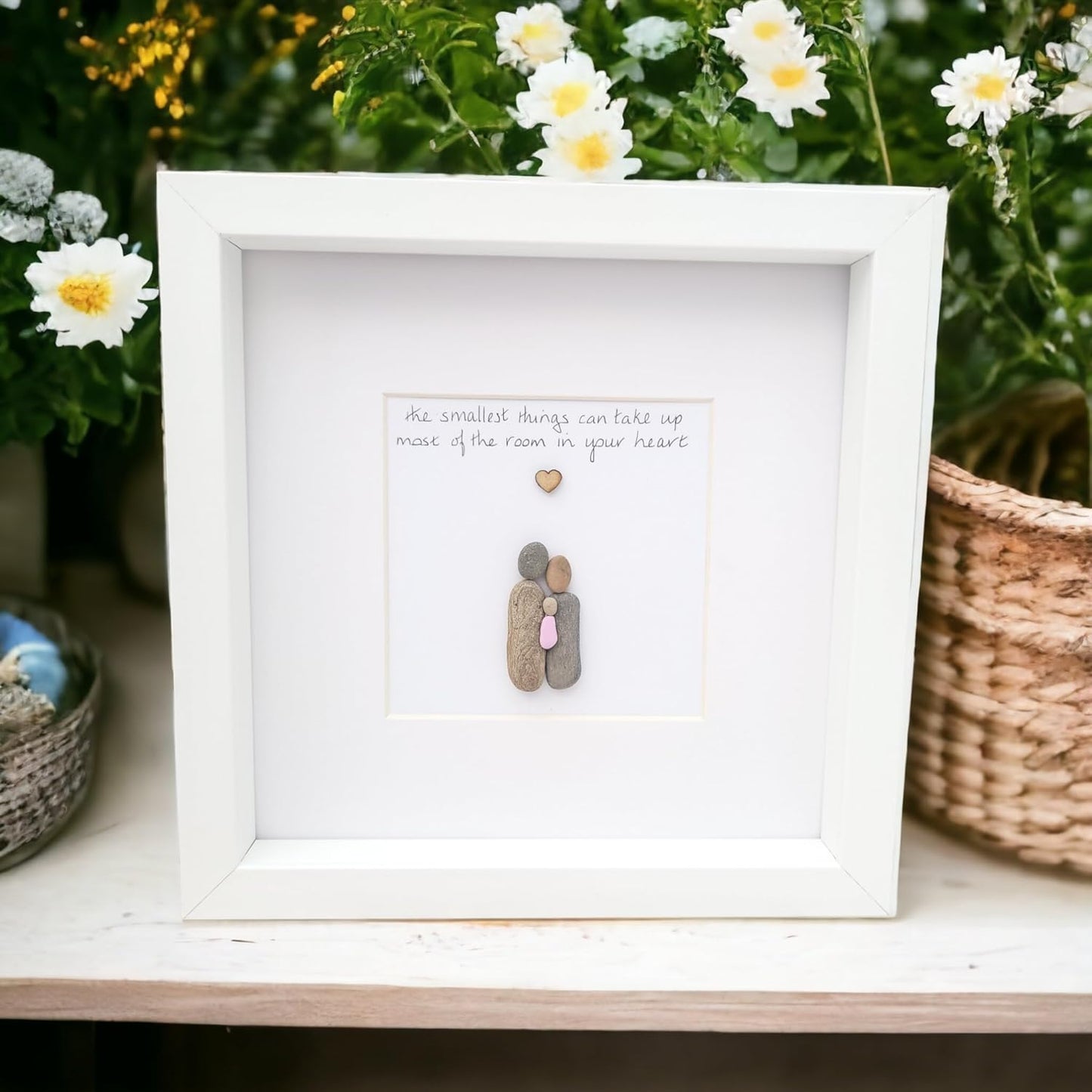 Pebble Art Family, New Baby Picture Framed And Personalised - Parents To Be Gift - Baby Shower Gender Neutral