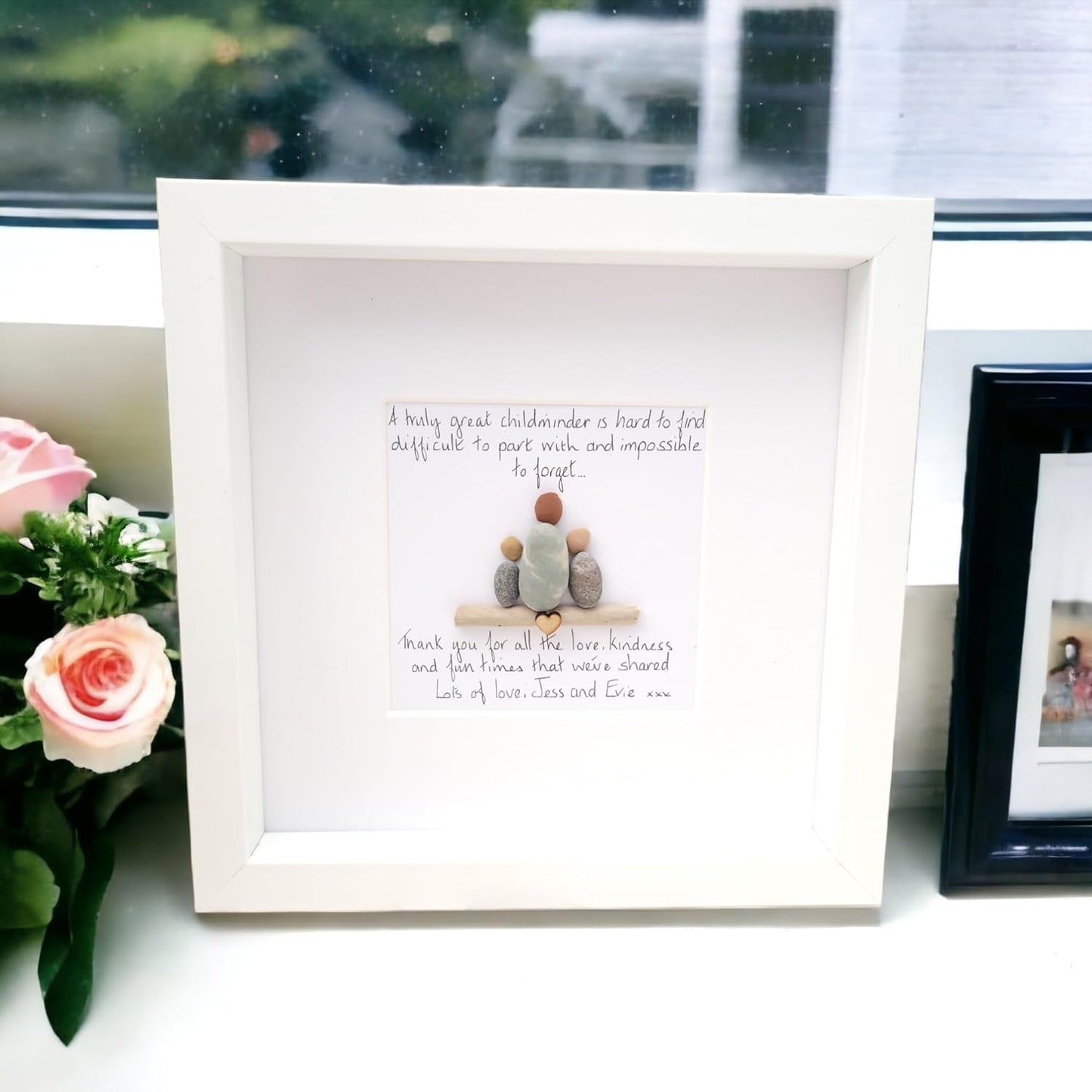 Childminder Gift Pebble Art Picture, Nanny, Nursery, Teacher, Personalised Thank you - Leaving Gift