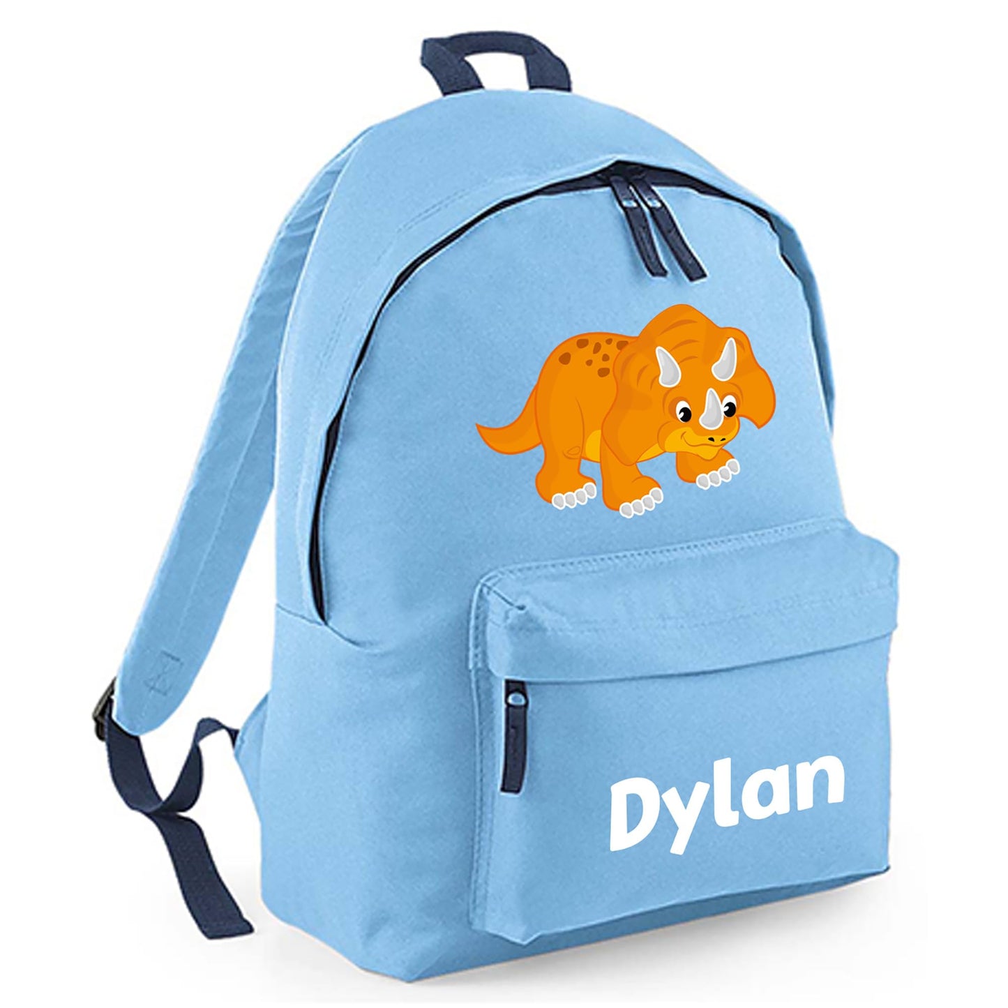 Personalised Kids Backpack - Custom Rucksack with Name - Multiple Designs & Colours - Ideal for Boys, Girls, Nursery and Primary School Children Back to School (Small, Dinosaur Initial, Navy)