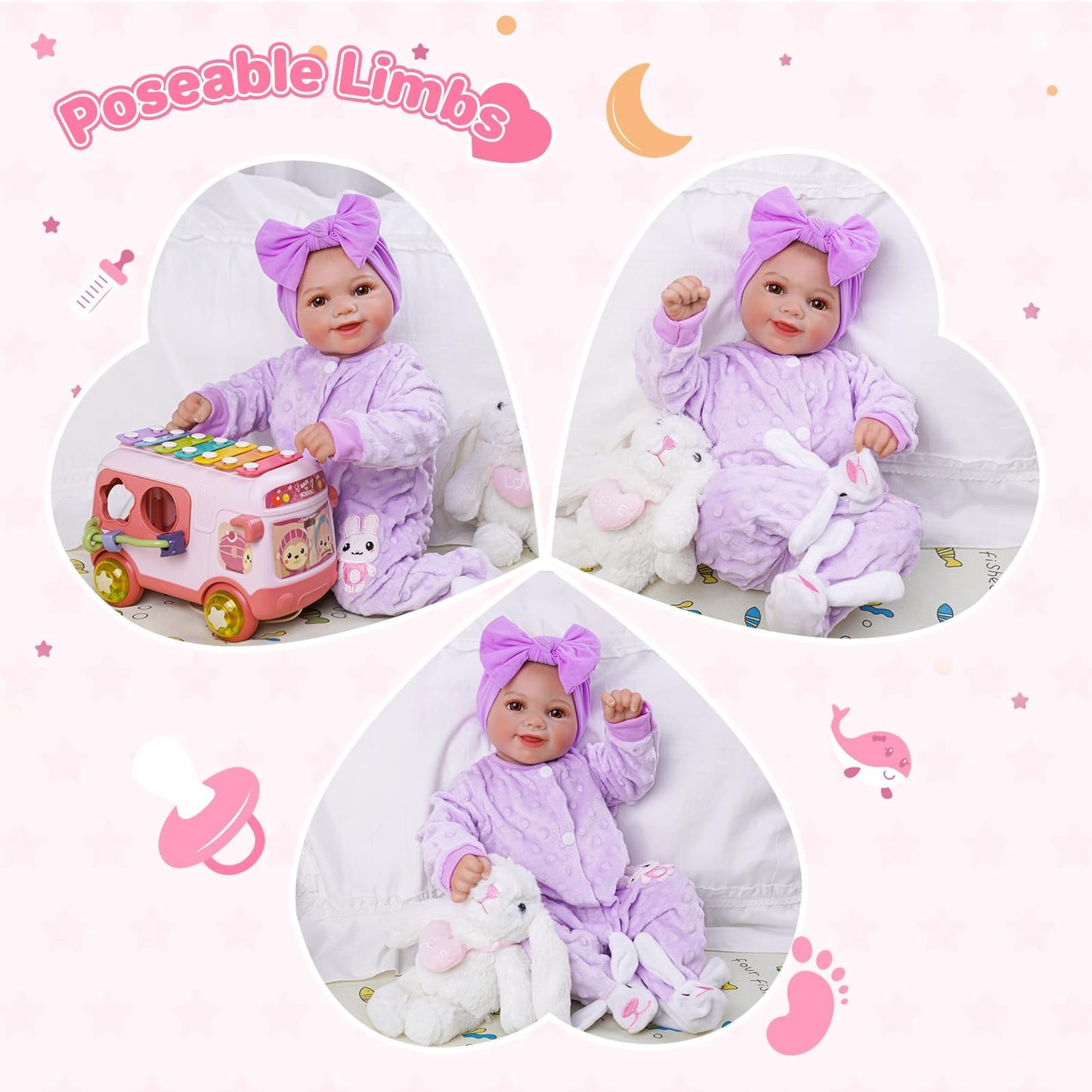 BABESIDE Reborn-Baby Doll Sunny 17 inch Realistic Newborn Dolls Girls Lifelike Baby Doll Soft Cloth Body Reborn Toddler Dolls Real Life Baby Dolls that Look Real Open Eyes