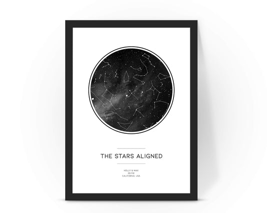 forefrontdesigns Personalised The Night We Met custom valentines day Star map chart astronomical poster print, framed/unframed (A4)