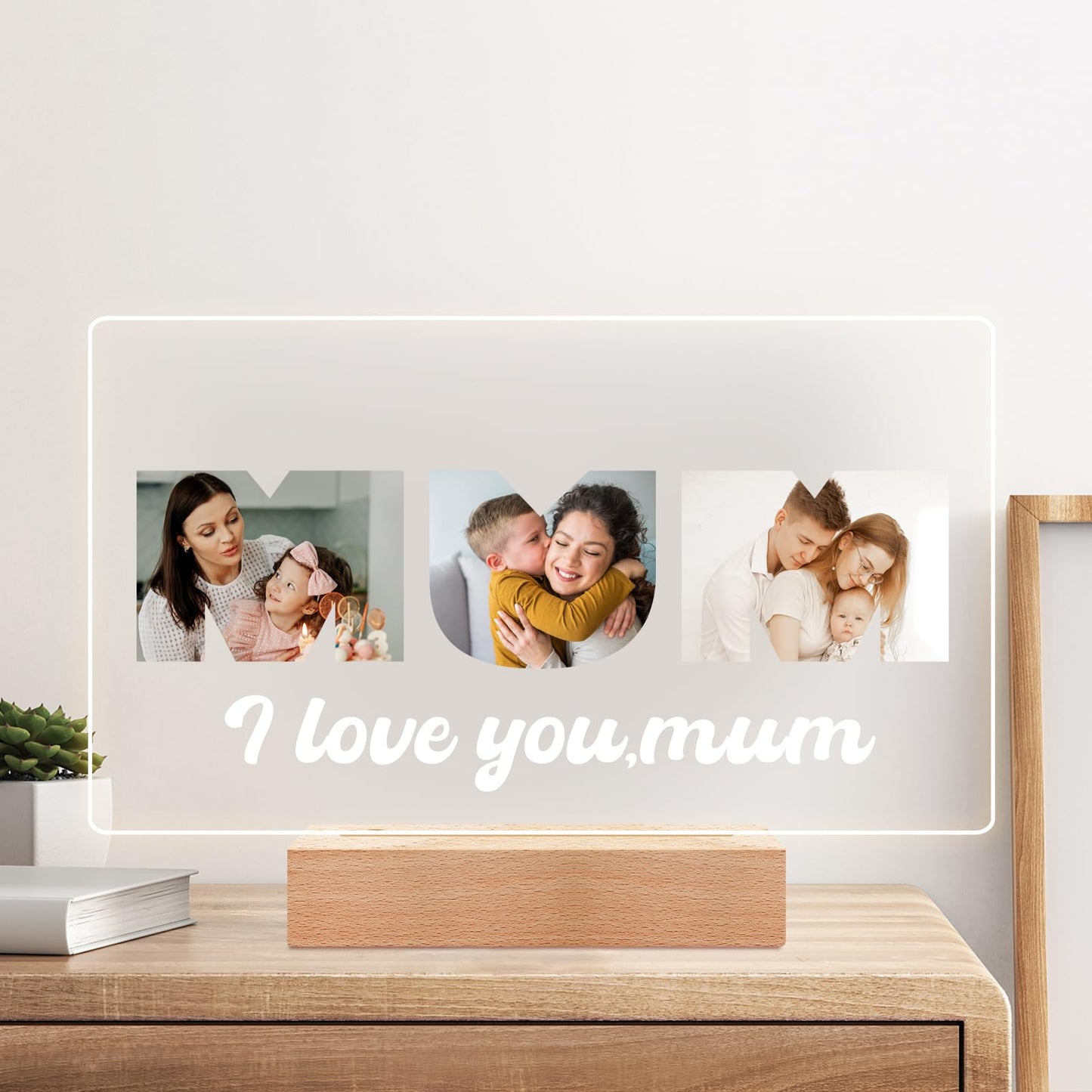 Personalised Anniversary Couples Gifts for Women and Men, Personalised Photo Frame with Photo, Customised Picture Frame with Night Light, Personalised Christmas Birthday Gifts for Her and Him