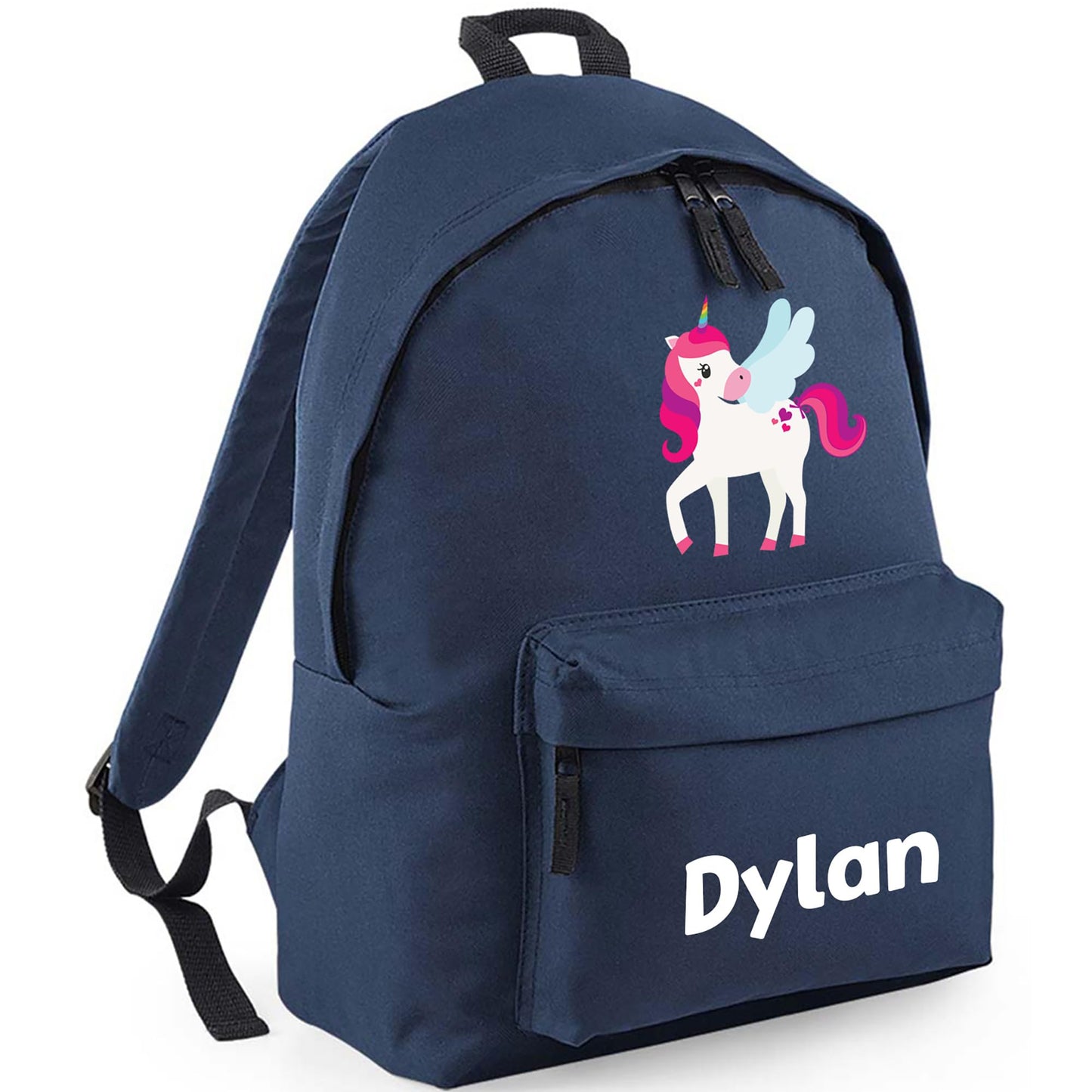 Personalised Kids Backpack - Custom Rucksack with Name - Multiple Designs & Colours - Ideal for Boys, Girls, Nursery and Primary School Children Back to School (Small, Dinosaur Initial, Navy)