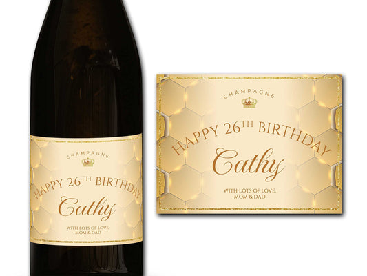 Personalised Champagne/Prosecco Happy Birthday Bottle Label - Any Wording