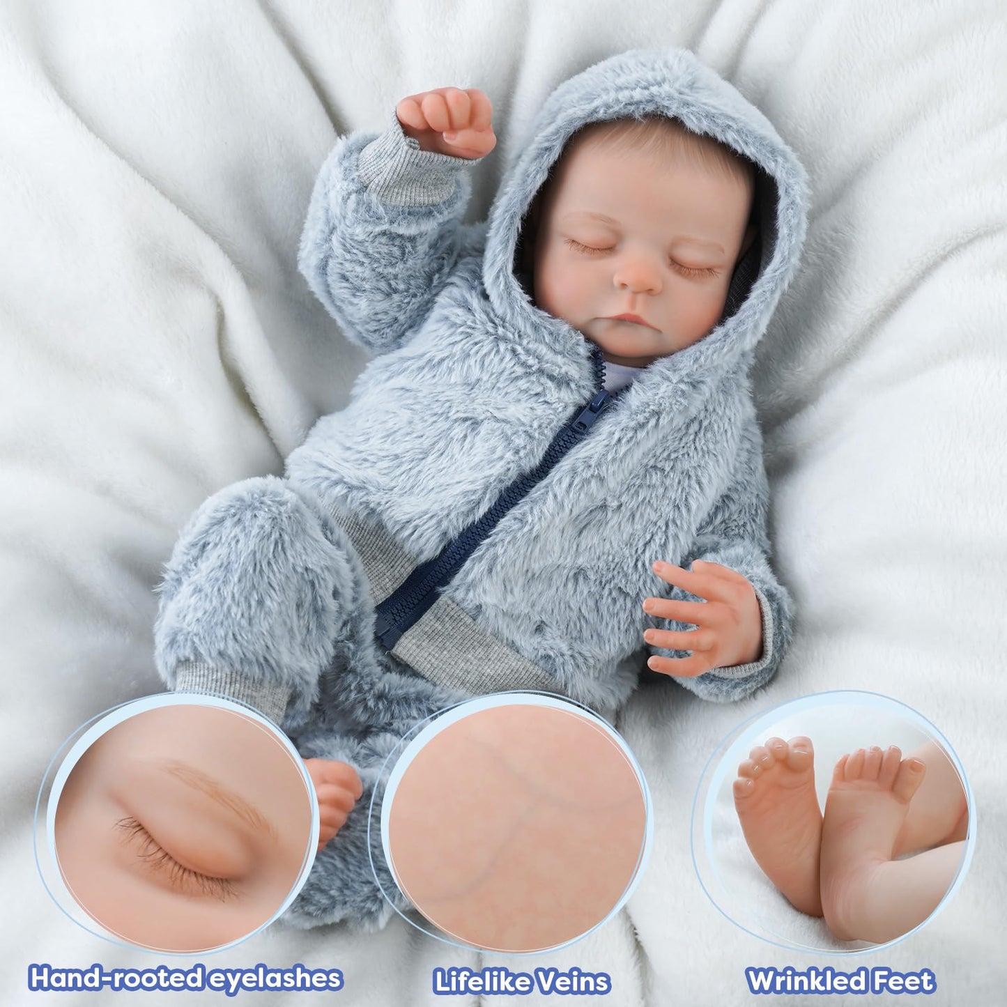 JIZHI Reborn Baby Dolls Boy - 17-Inch Realistic-Lifelike Full Body vin-yl Anatomically Correct Real Life Baby Dolls with Dolls Accessories for Kids Age 3+