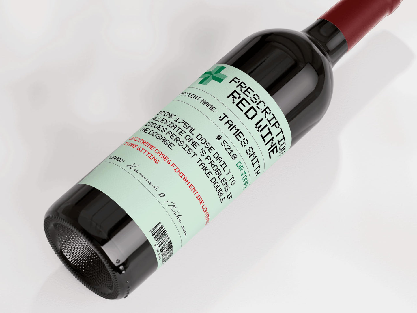 Personalised Prescription Red Wine Bottle Label Custom - Any Wording