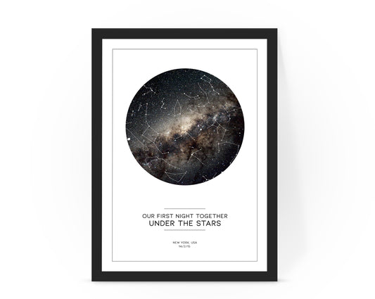 Personalised Our First Night Together Star map chart astronomical Poster Print Framed/unframed (A4 print)