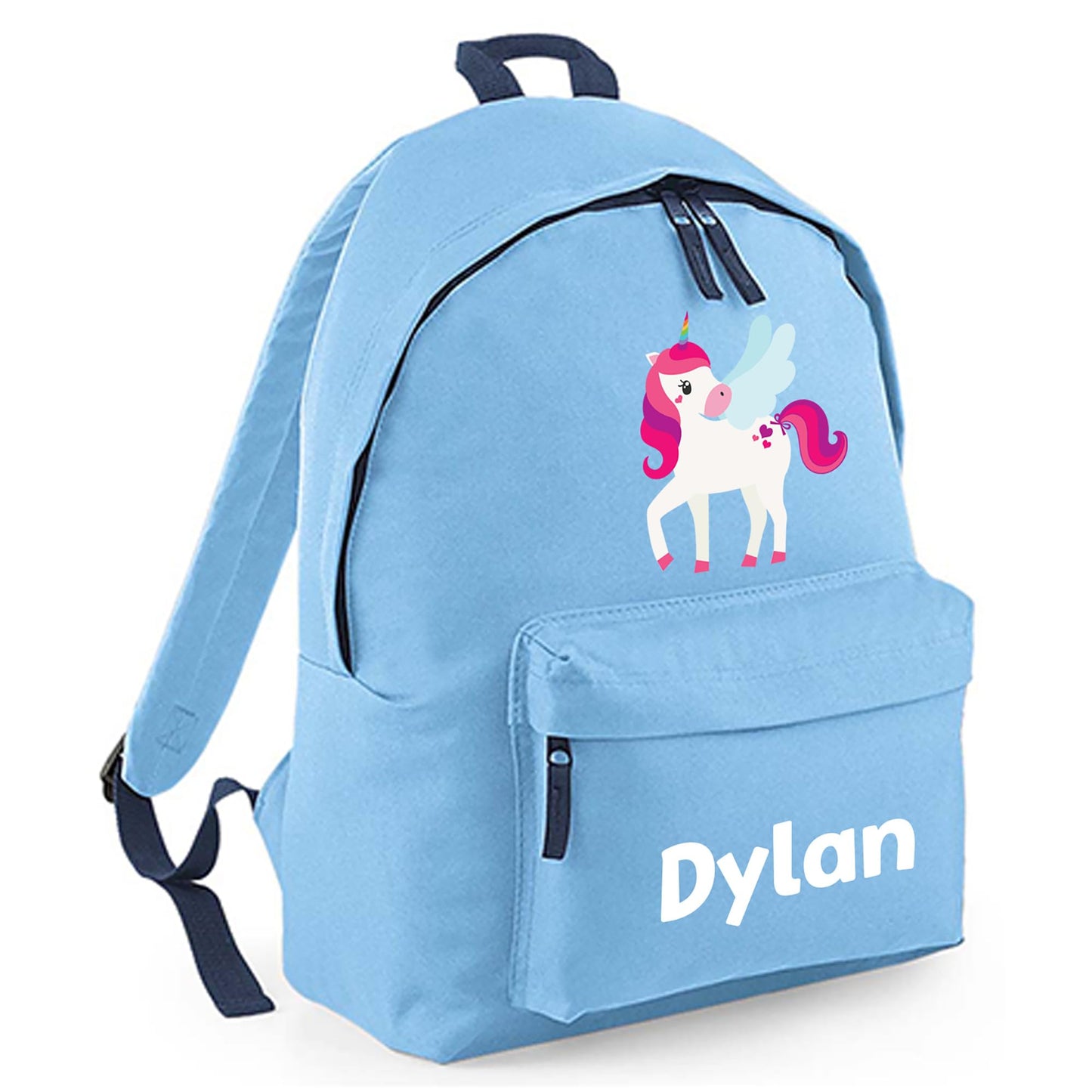 Personalised Kids Backpack - Custom Rucksack with Name - Multiple Designs & Colours - Ideal for Boys, Girls, Nursery and Primary School Children Back to School (Small, Dinosaur Initial, Navy)