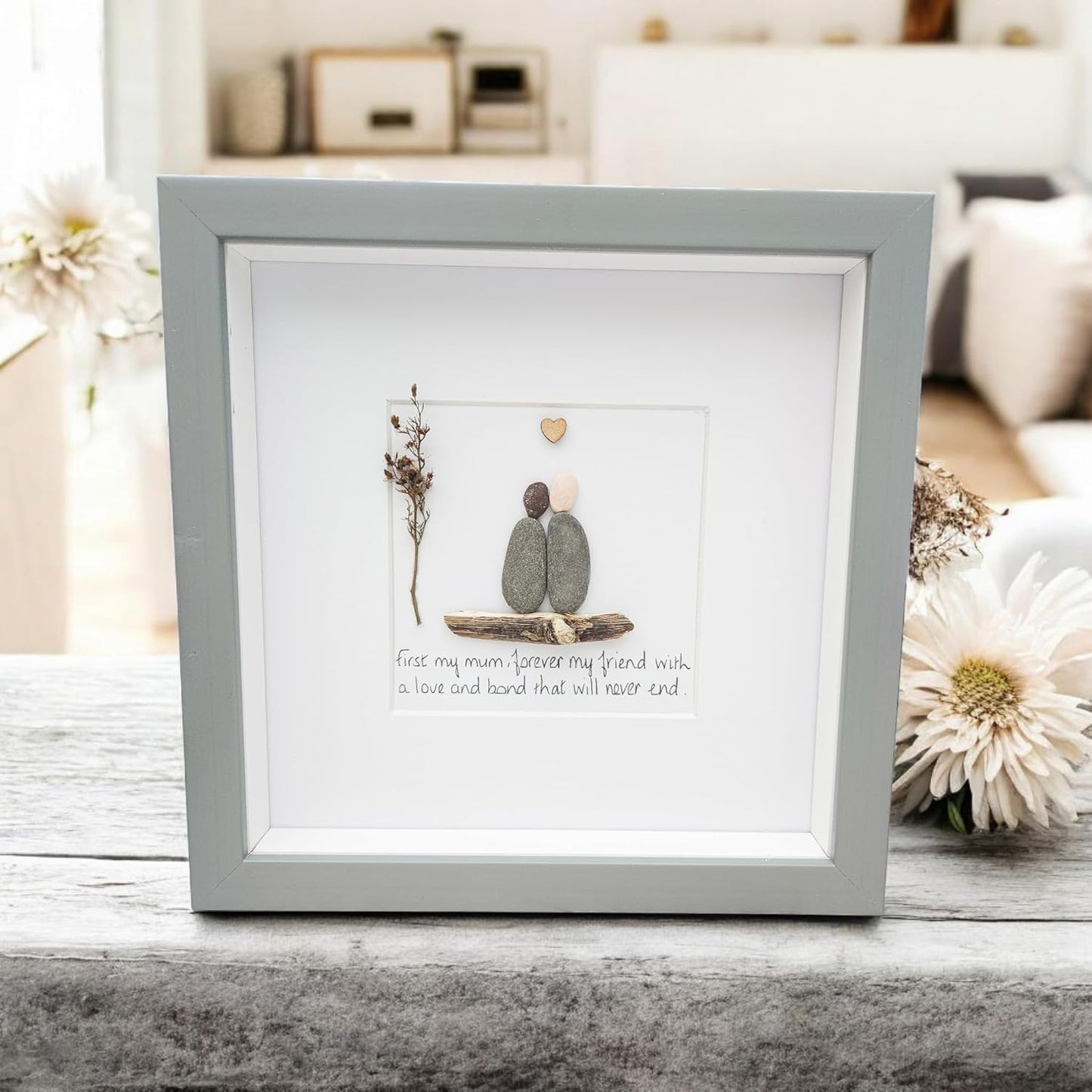 Mum Mothers Day Birthday Gift Family Personalised Gift Framed Pebble Art Mother Mummy Picture