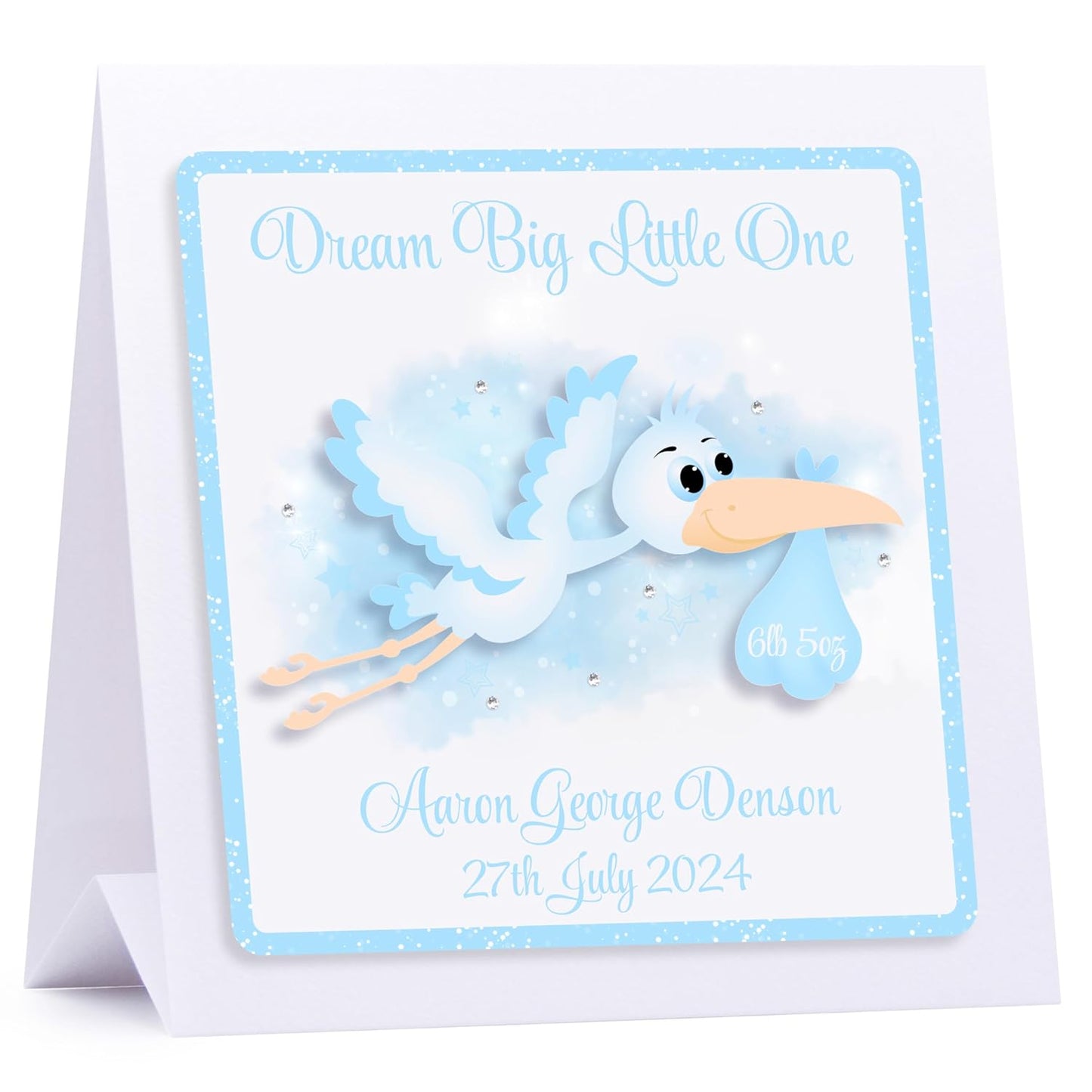 Personalised New Baby Boy Card - New Baby Girl Card - New Baby Grandson Card -New Baby Granddaughter Card - 3D Stork