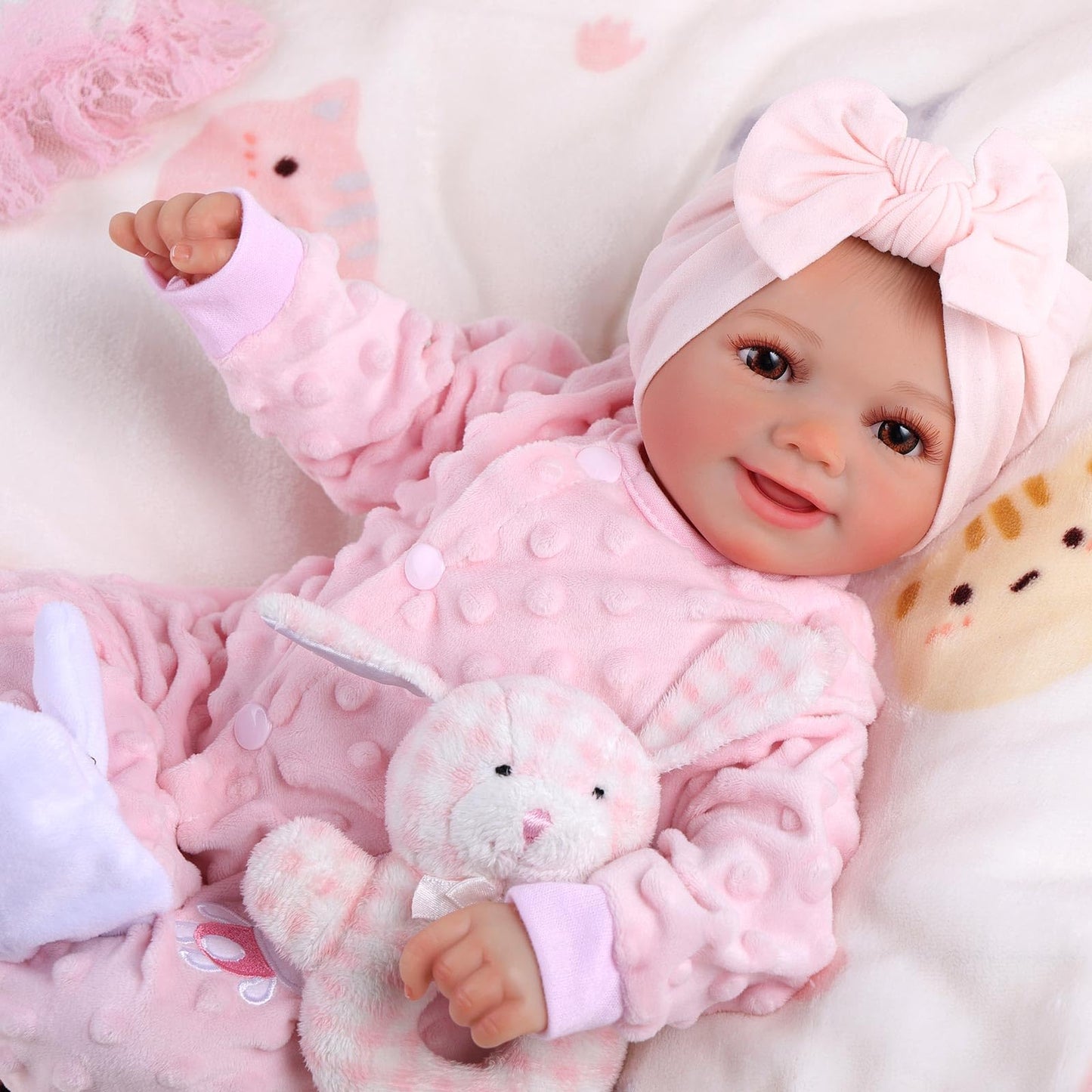 BABESIDE Reborn-Baby Doll Sunny 17 inch Realistic Newborn Dolls Girls Lifelike Baby Doll Soft Cloth Body Reborn Toddler Dolls Real Life Baby Dolls that Look Real Open Eyes