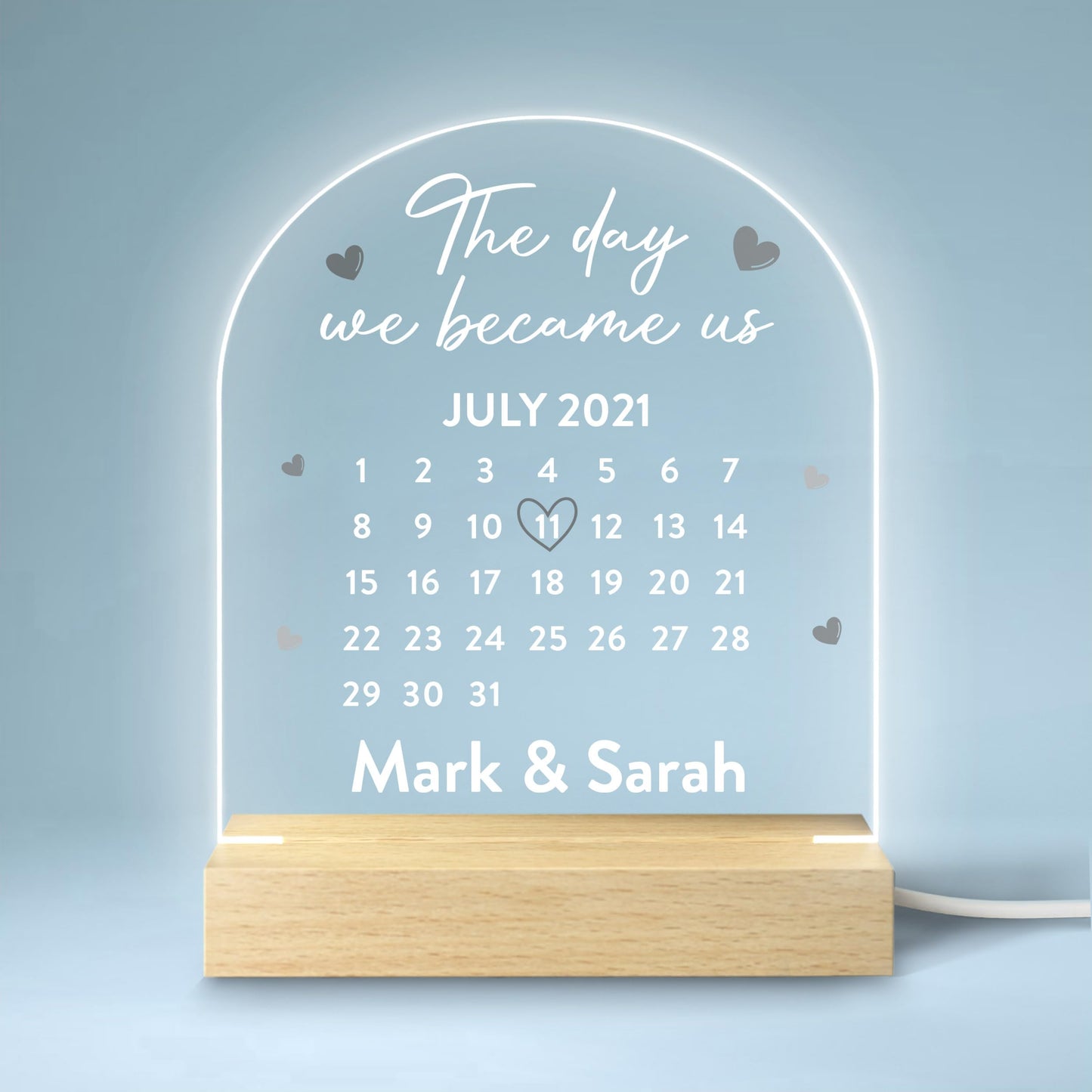 Beecreative Anniversary Gifts For Her, Personalised Anniversary Date LED Night Light For Girlfriend Wife, I Love You Anniversary Gift