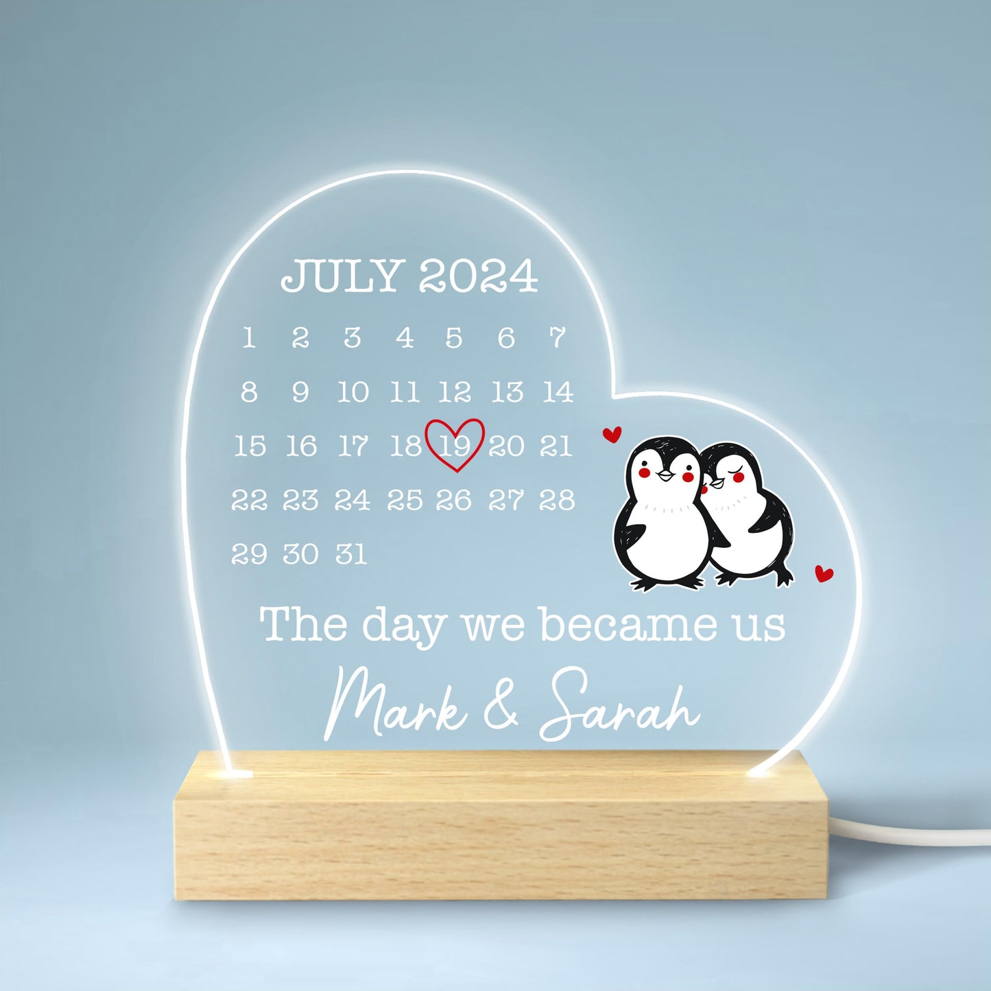 Beecreative Anniversary Gifts For Her, Personalised Anniversary Date LED Night Light For Girlfriend Wife, I Love You Anniversary Gift