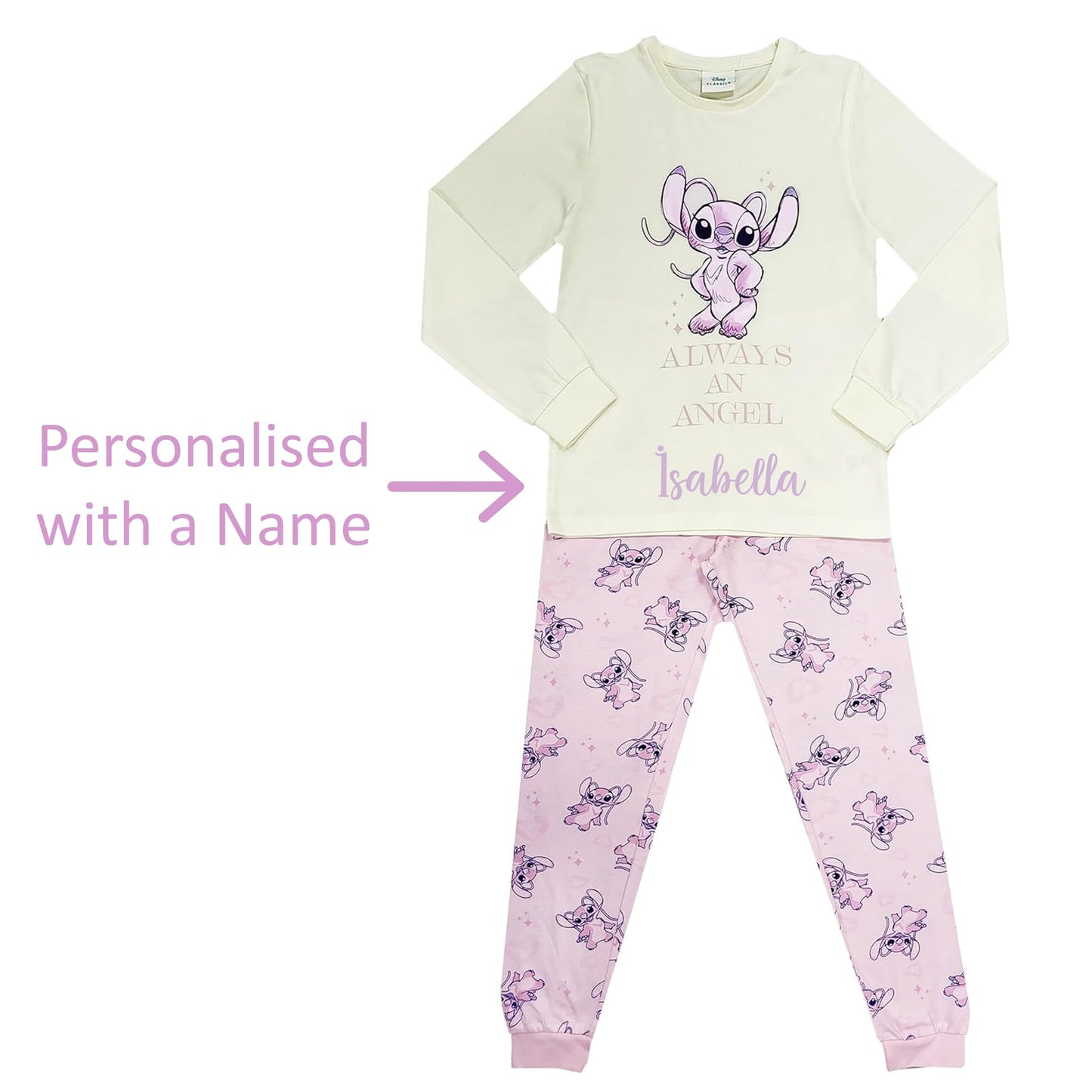 Disney Girls Personalised Lilo & Stitch Angel Pyjamas