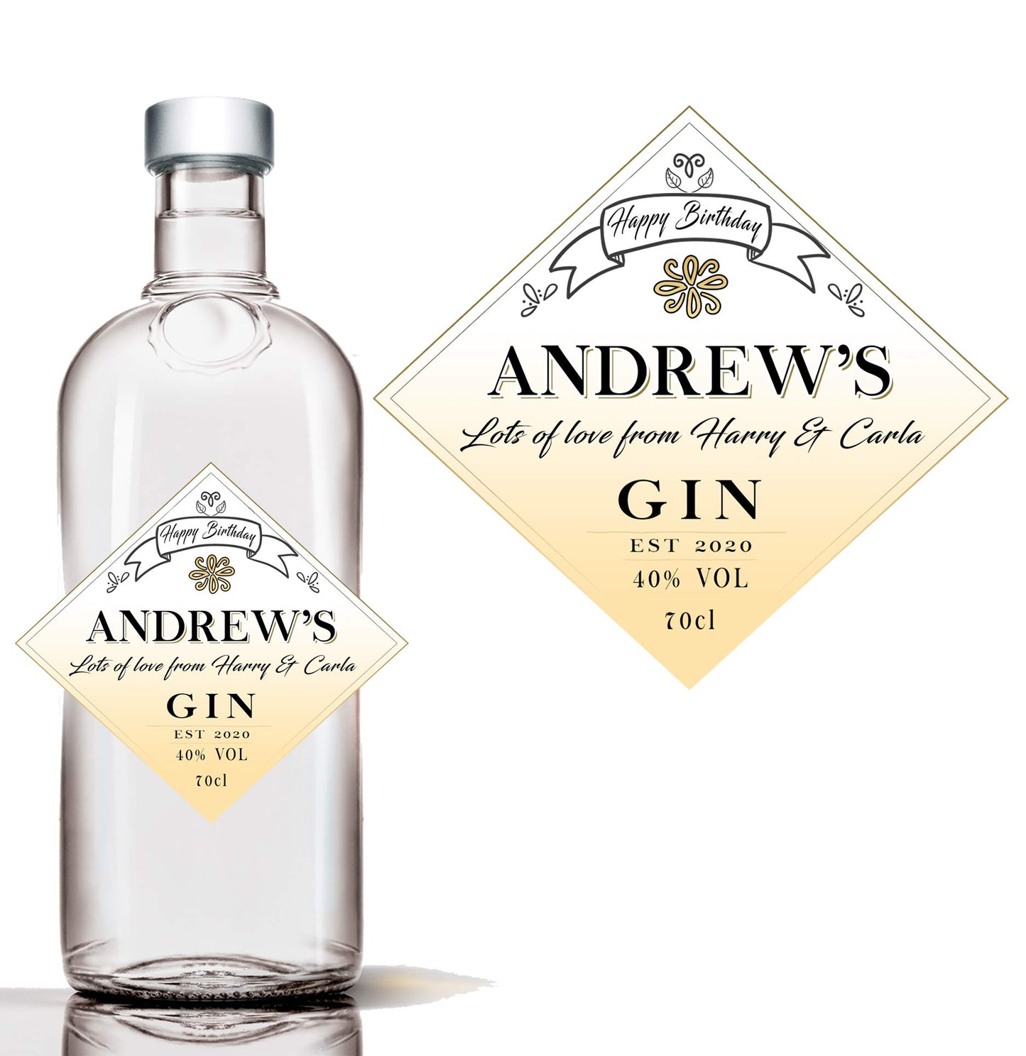 Personalised Gin Bottle Label Custom - Any Wording