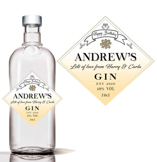 Personalised Gin Bottle Label Custom - Any Wording