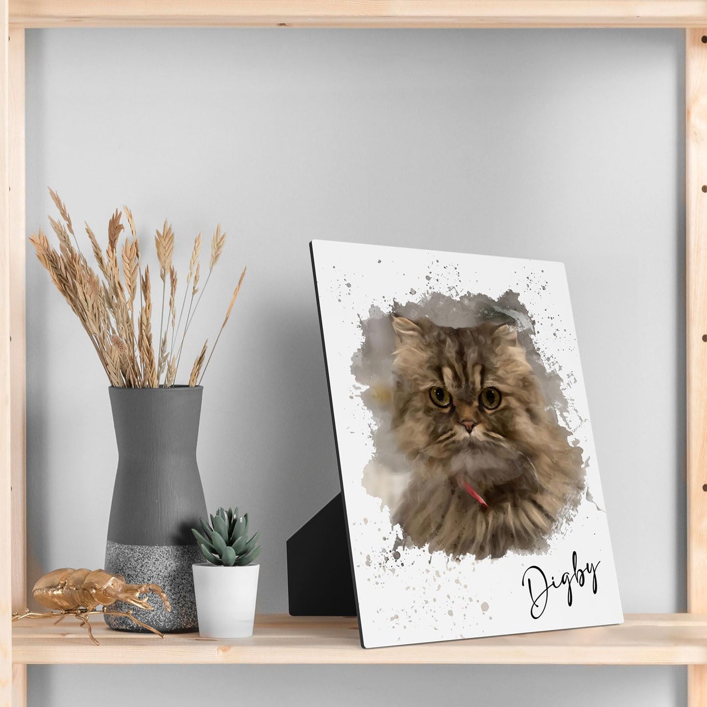 Personalised Pet Portrait Watercolour Gift From Photo Desktop Picture Frame With Stand Custom Memorial Keepsake Gifts for Dog Lovers Cat Pug Boxer Any Breed A5