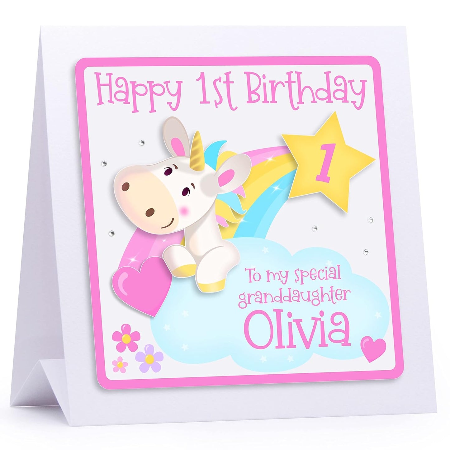 Personalised Unicorn Birthday Card (3D) Personalised Birthday Card for Daughter, Birthday Card for Girls, Birthday Card Age 1, Age 2, Age 3, Age 4, Age 5, Age 6