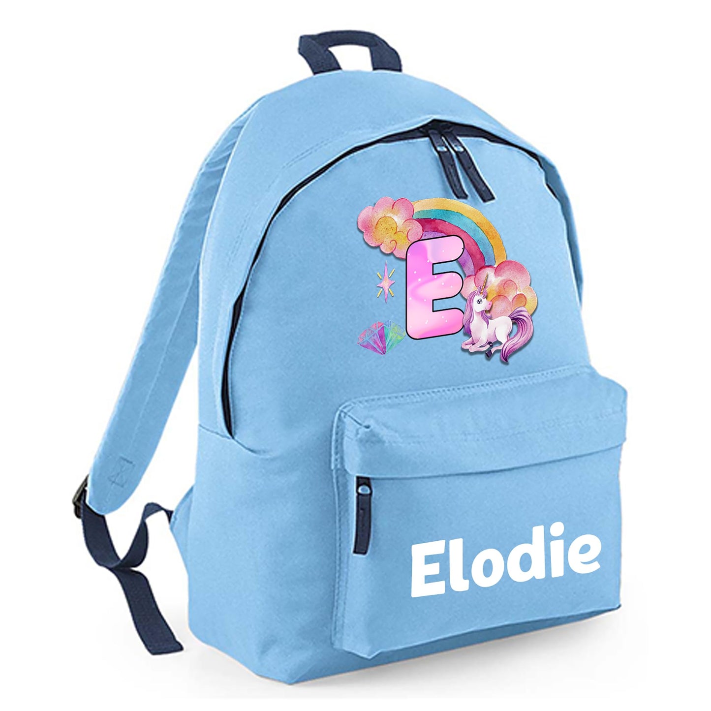 Personalised Kids Backpack - Custom Rucksack with Name - Multiple Designs & Colours - Ideal for Boys, Girls, Nursery and Primary School Children Back to School (Small, Dinosaur Initial, Navy)