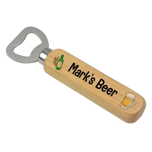 PERSONALISED Wooden Bottle Opener Gifts for Him, Dad, Grandad, Husband, Boyfriend - ANY NAME Beer Bottle Opener - Birthday, Christmas, Fathers Day Gift Ideas for Men - Home Bar Pub Accessories