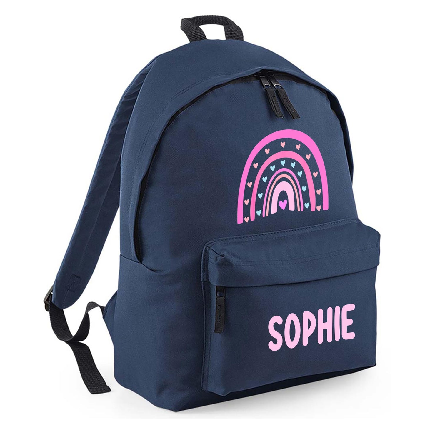 Personalised Kids Backpack - Custom Rucksack with Name - Multiple Designs & Colours - Ideal for Boys, Girls, Nursery and Primary School Children Back to School (Small, Dinosaur Initial, Navy)