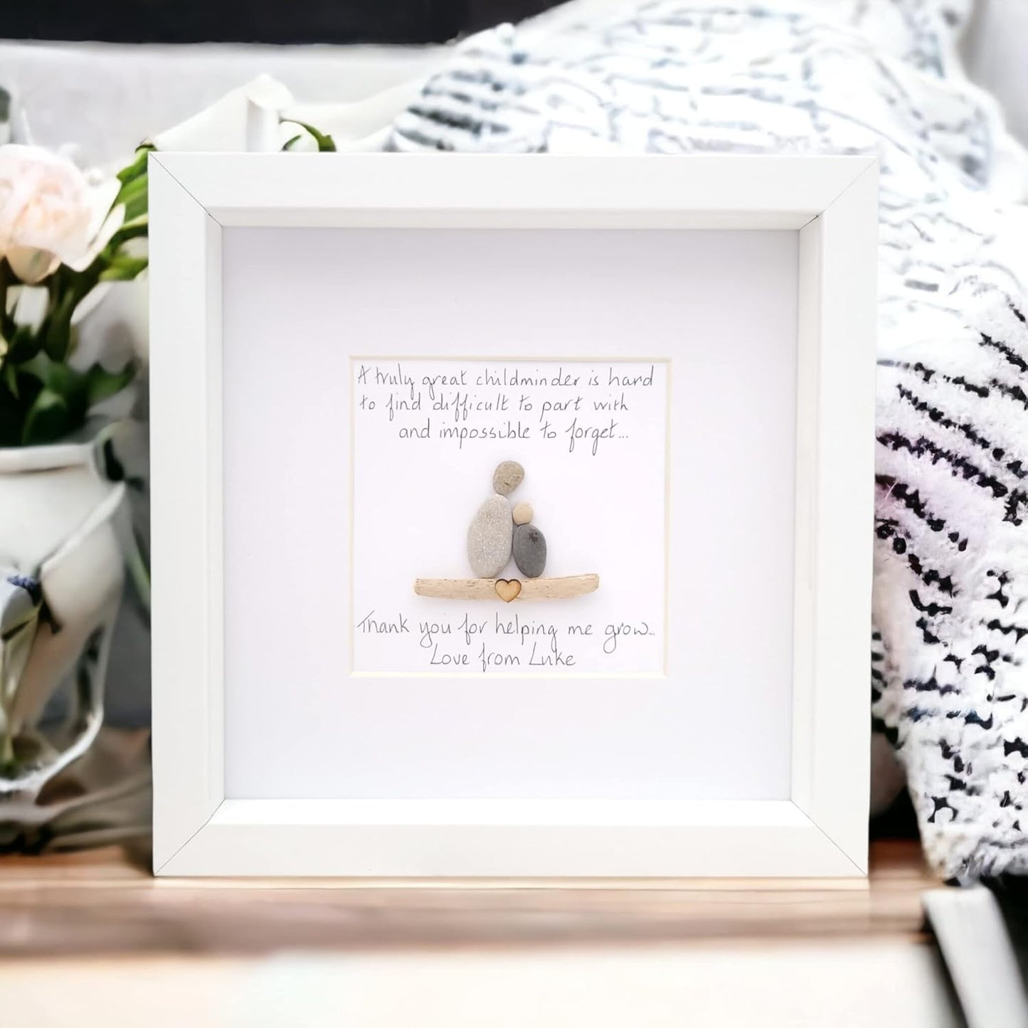 Childminder Gift Pebble Art Picture, Nanny, Nursery, Teacher, Personalised Thank you - Leaving Gift