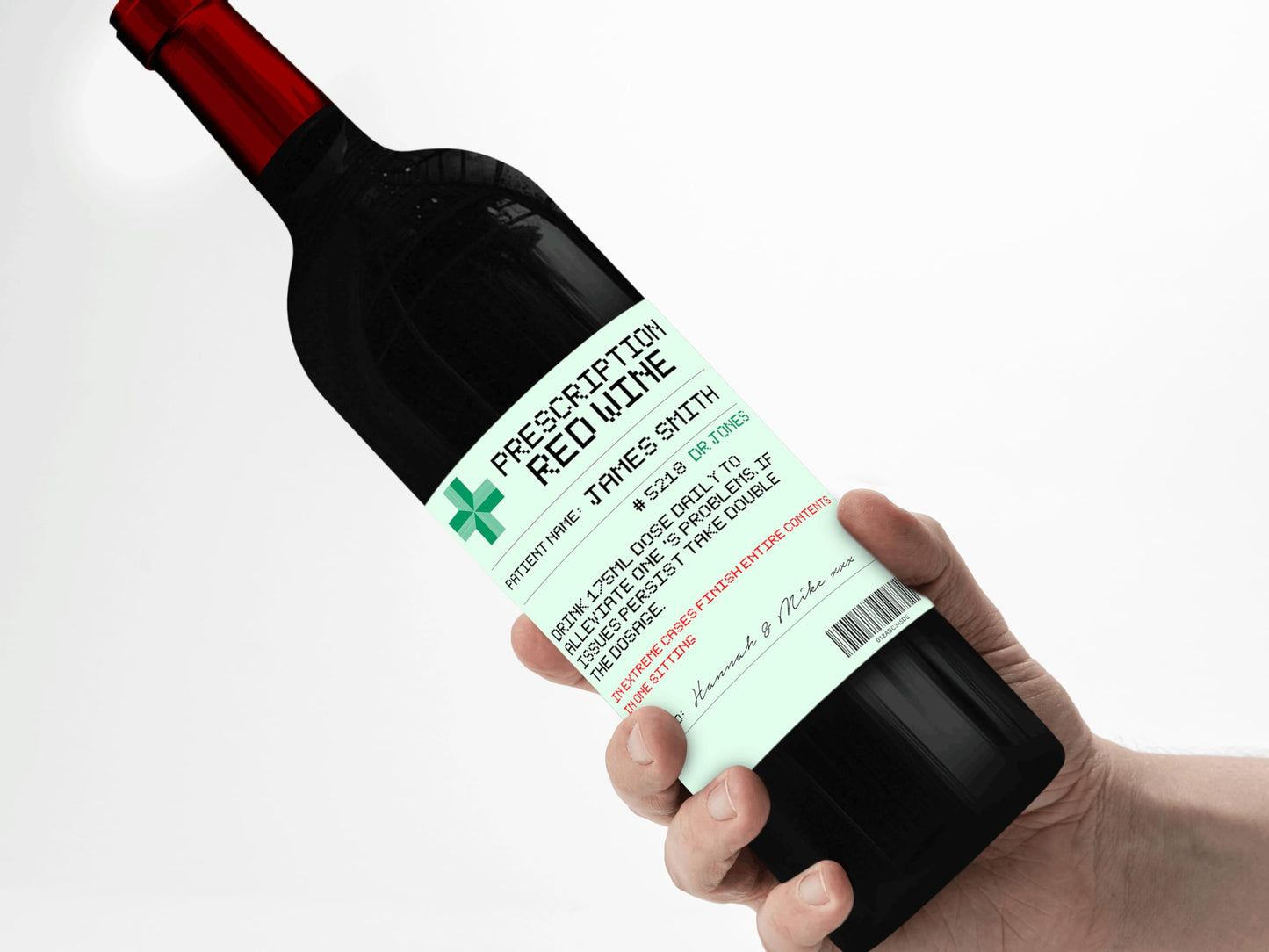 Personalised Prescription Red Wine Bottle Label Custom - Any Wording