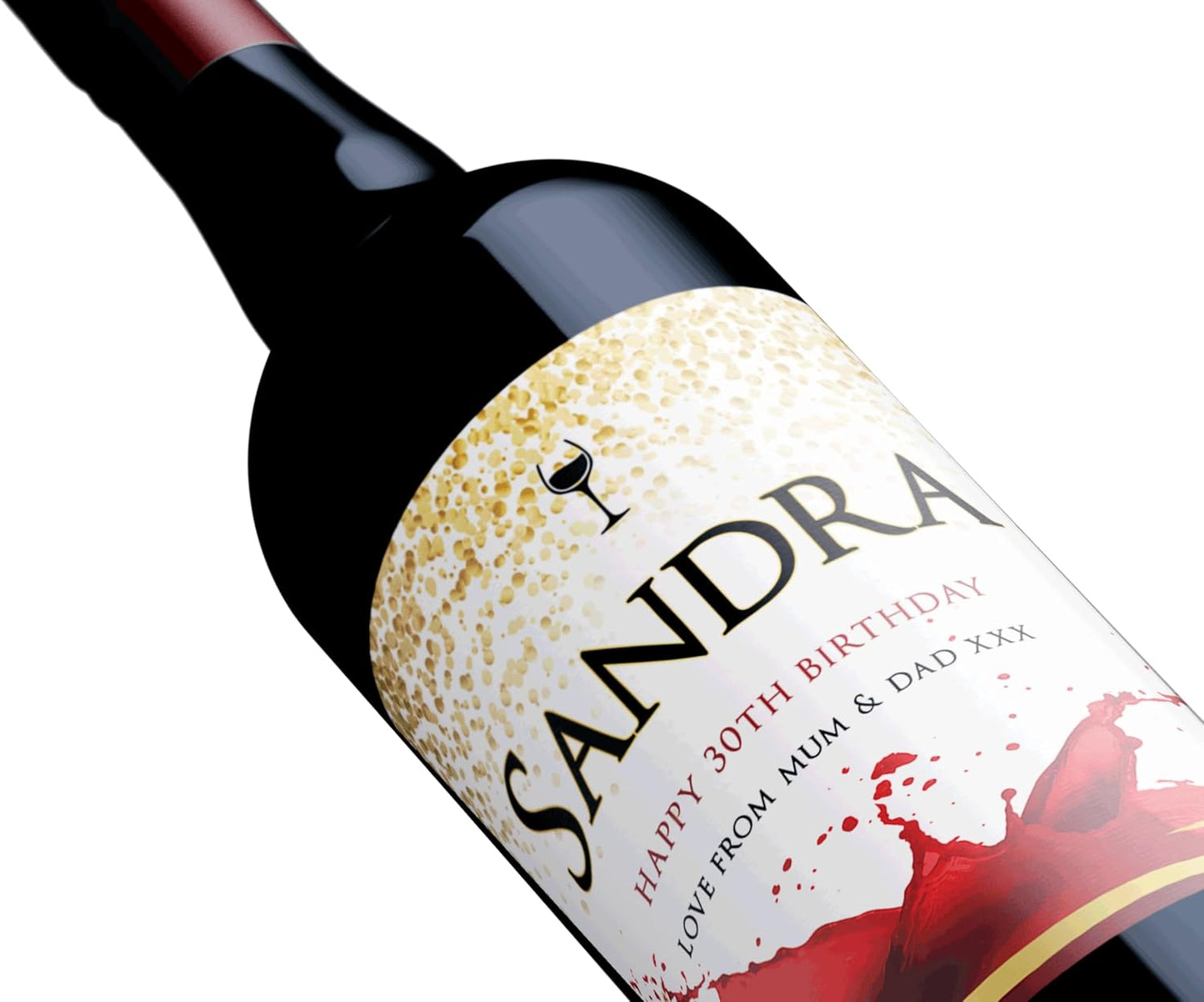 Personalised Red Wine Bottle Label Custom - Any Wording