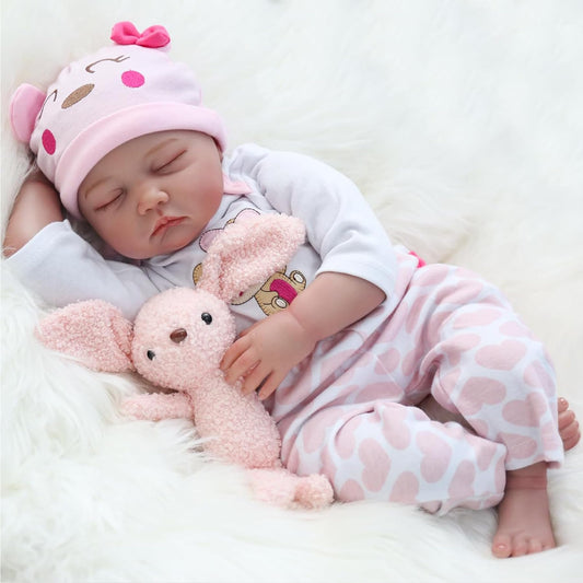 ZIYIUI Reborn Baby Dolls 22 inch 55cm Lifelike Reborn Babies Soft Silicone Vinyl Realistic Newborn Reborn Baby Girls with Eyes Closed