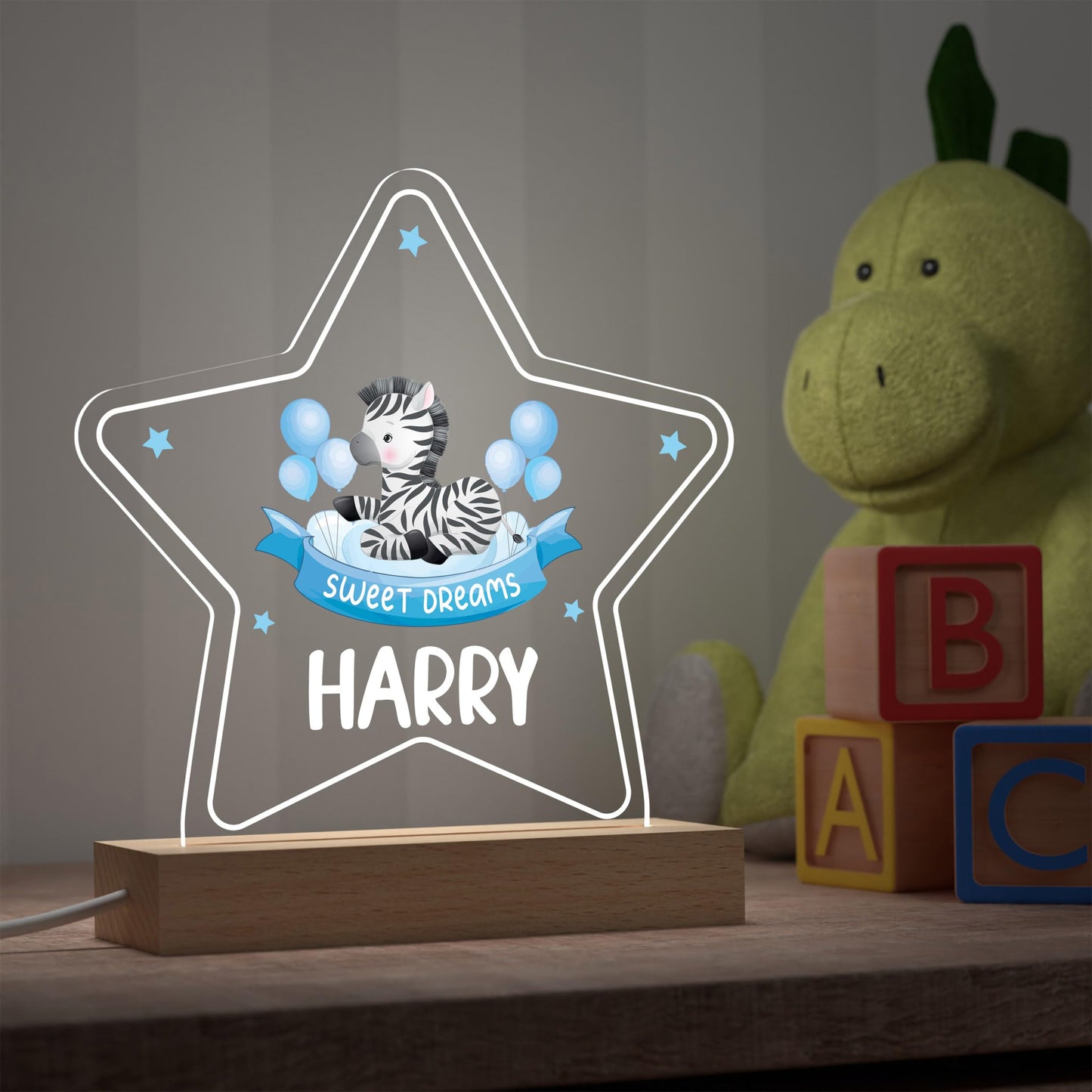 Baby Boy Christening Gifts, Personalised Christening Gifts For Boy Son Grandson, Jungle Safari Animal LED Night Light With Childs Name