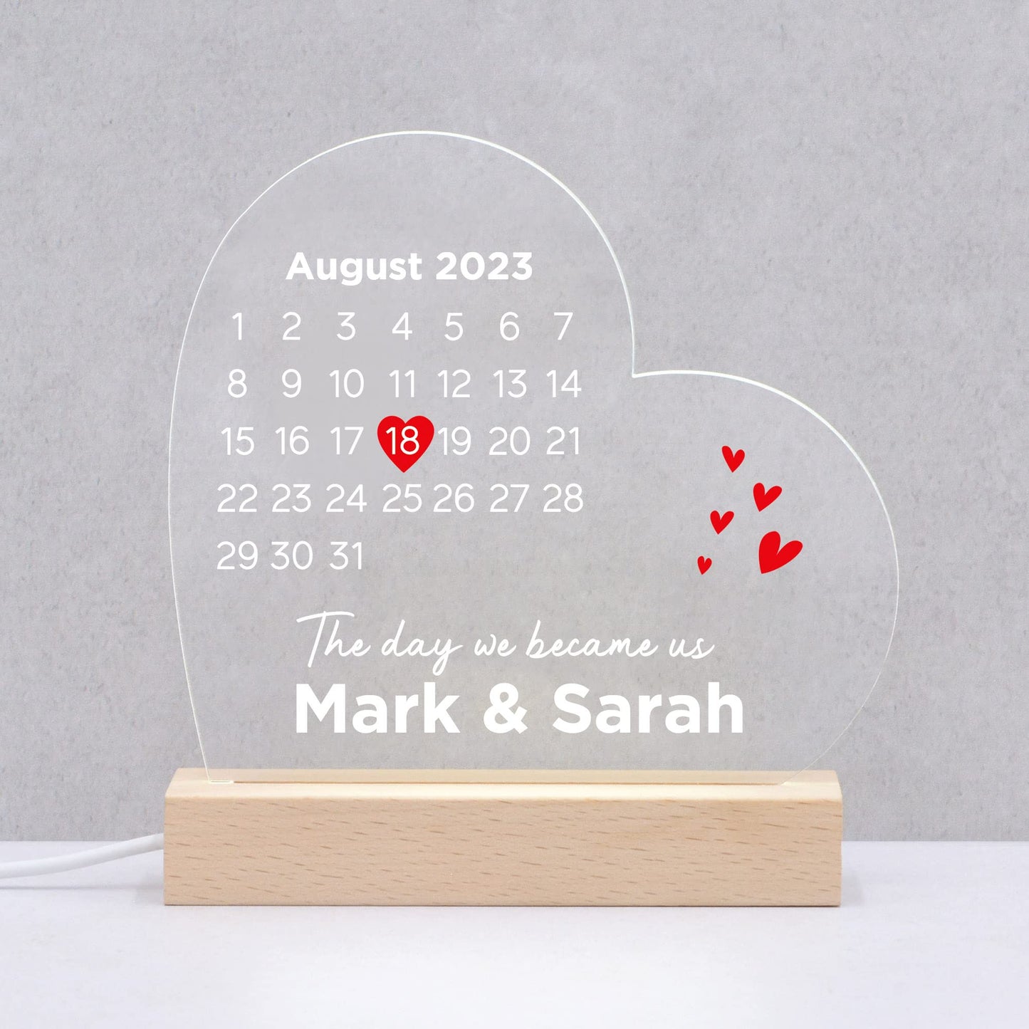 Beecreative Anniversary Gifts For Her, Personalised Anniversary Date LED Night Light For Girlfriend Wife, I Love You Anniversary Gift