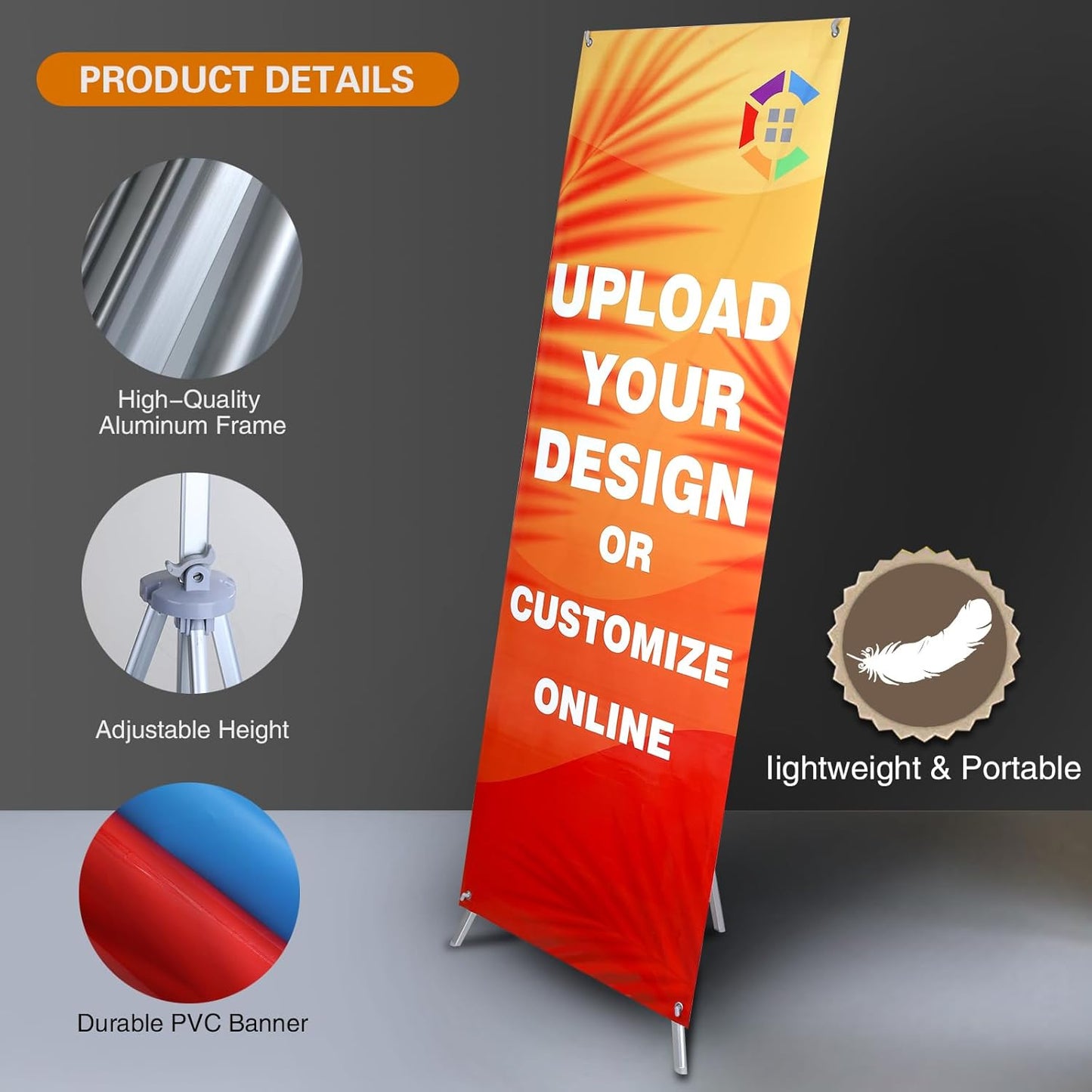 Custom Banners Personalised X Banner Stand Vinyl Custom Banner For Business Retractable Large Banners And Signs Customise Customisable Vertical Pop Up Banner Event Dispaly Photo Logo Banner Holder