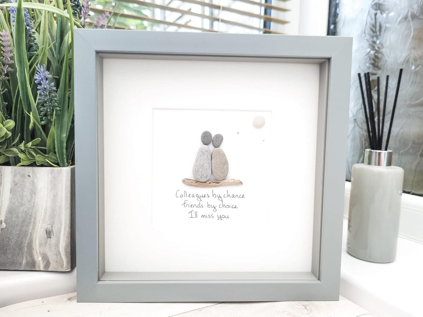 Best Friends Christmas Gift Framed Personalised Pebbles Art Friendship - Colleagues Handmade