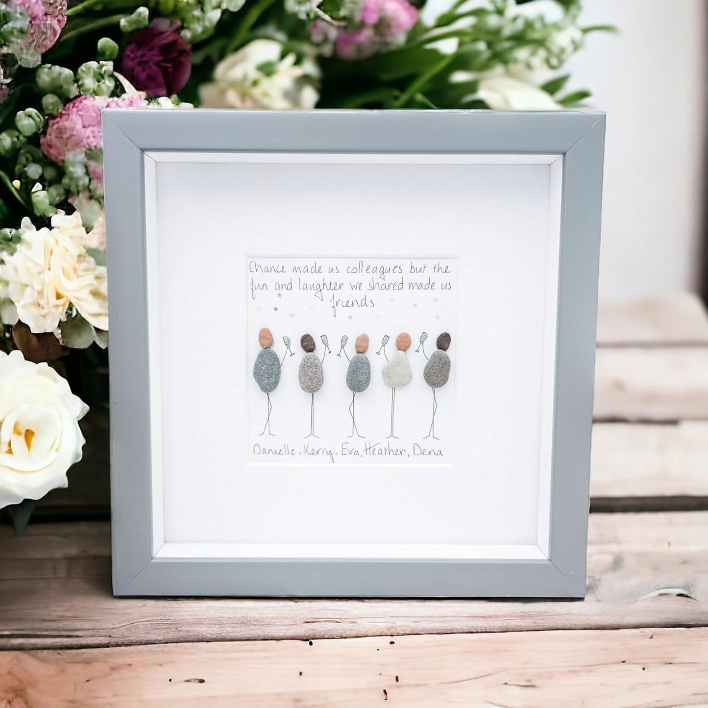 Best Friends Framed Personalised Birthday Gift From All Of Us, Pebbles Art Friendship Handmade